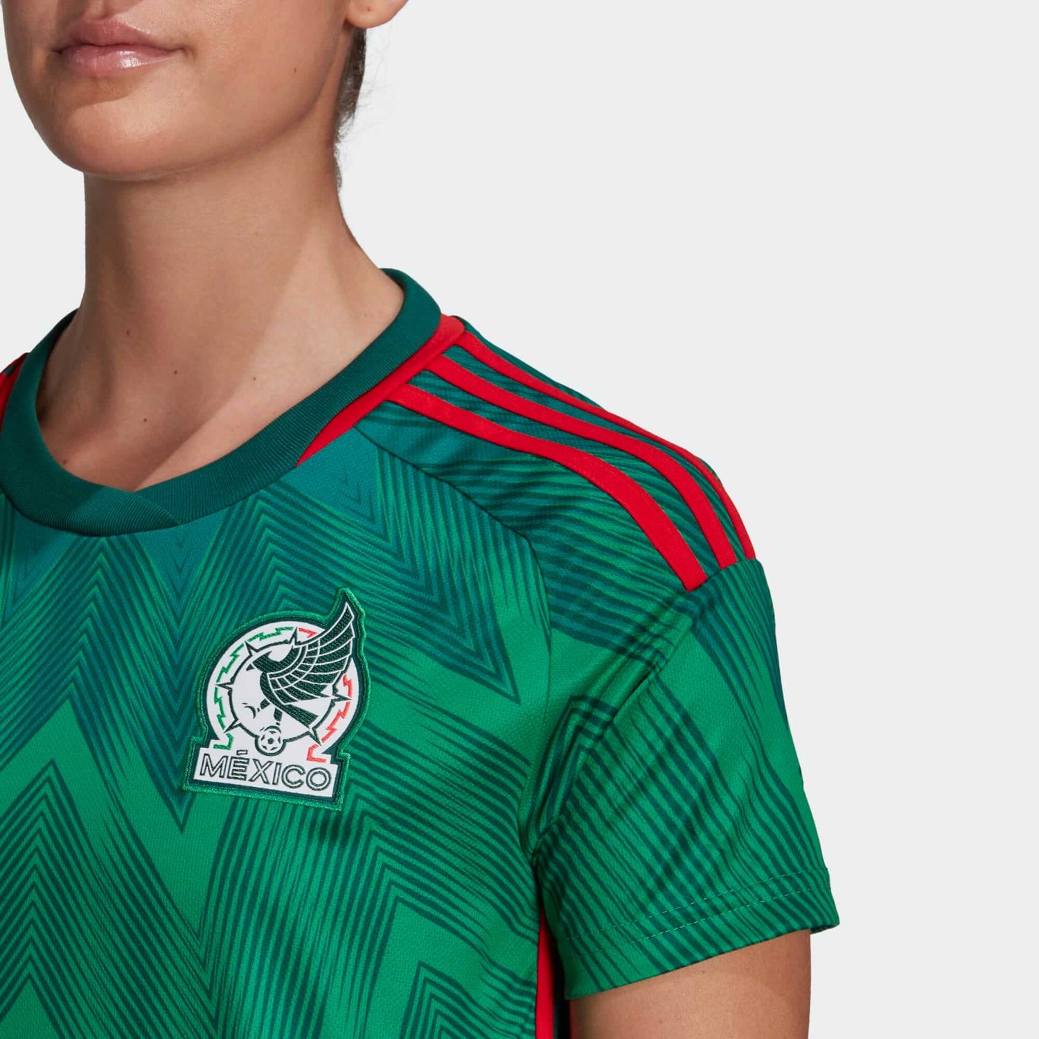 adidas 2022-23 Mexico Women's Home Jersey - Green-Red (Detail 1)