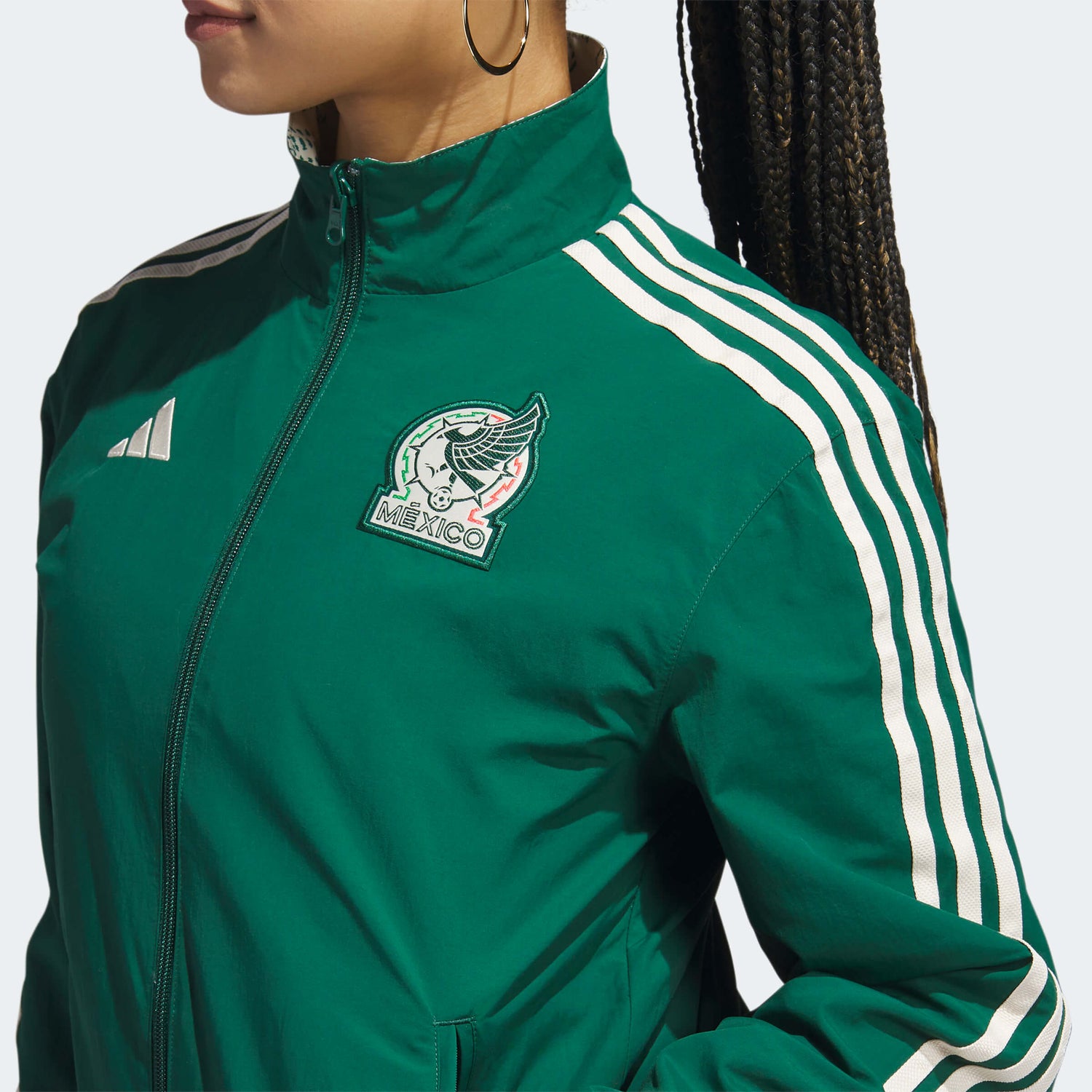 adidas 2022-23 Mexico Women's Anthem Jacket Green (Detail 1)
