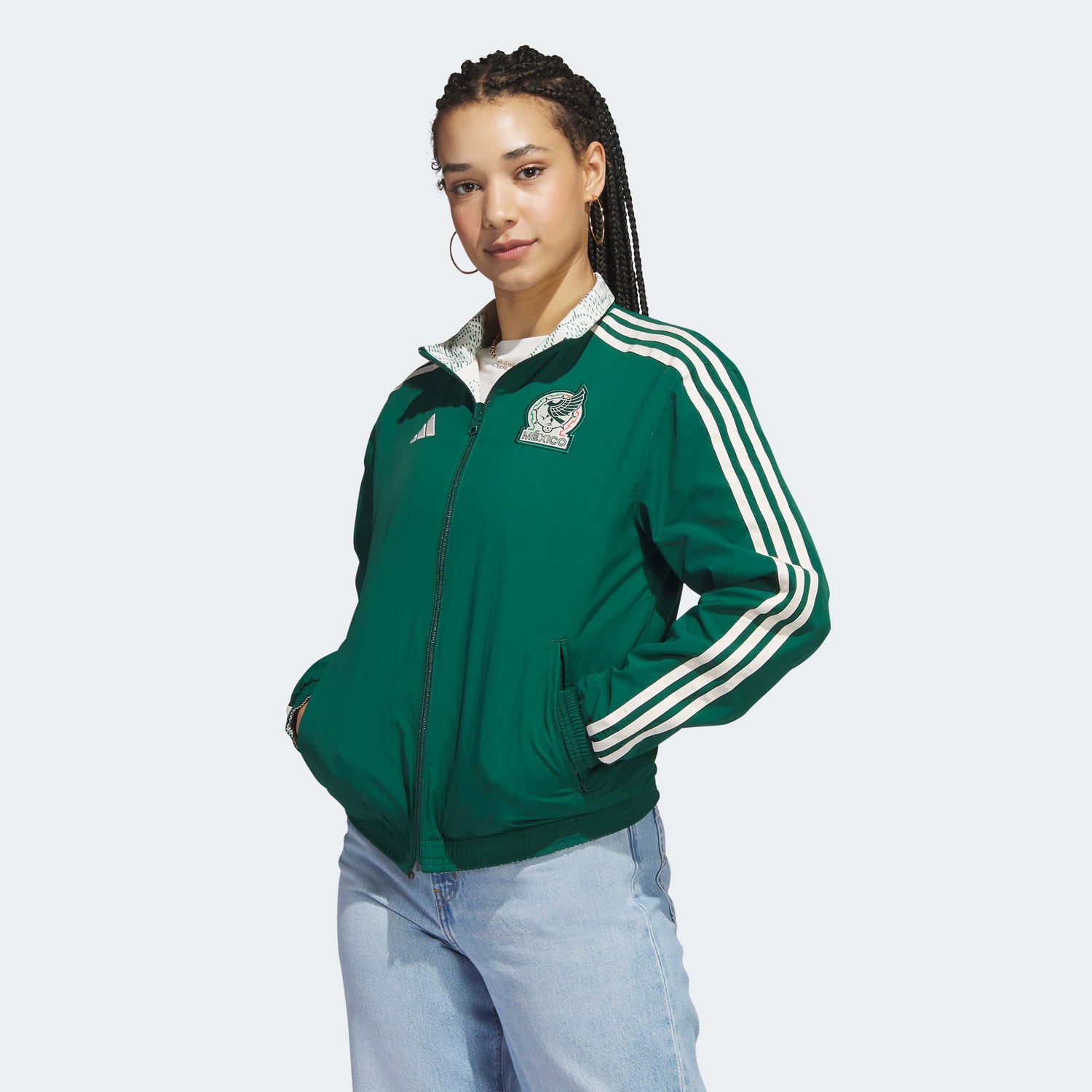 adidas 2022-23 Mexico Women's Anthem Jacket Green (Model - Front)