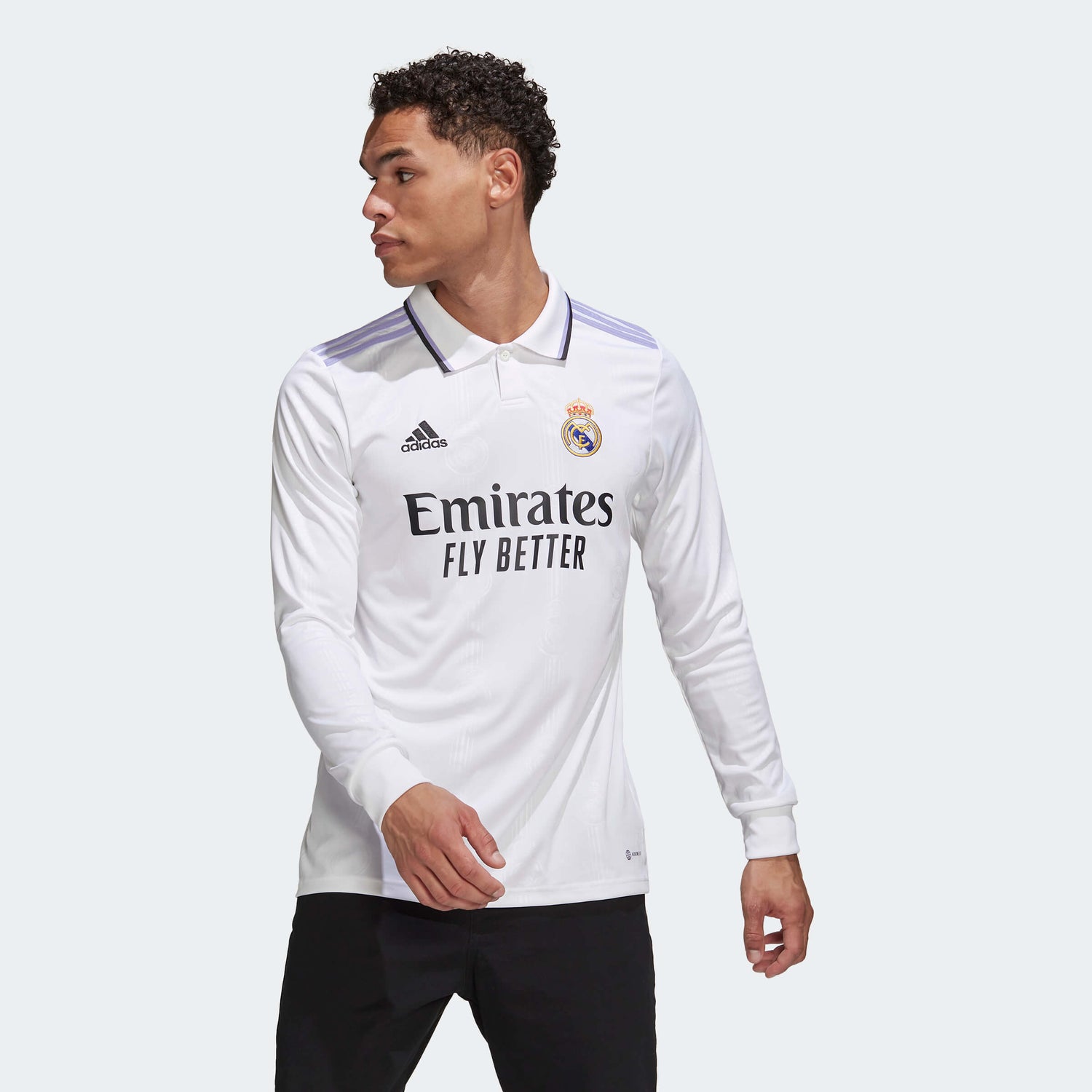 adidas 2022-23 Real Madrid Home Long-Sleeve Jersey - White (Model - Front)