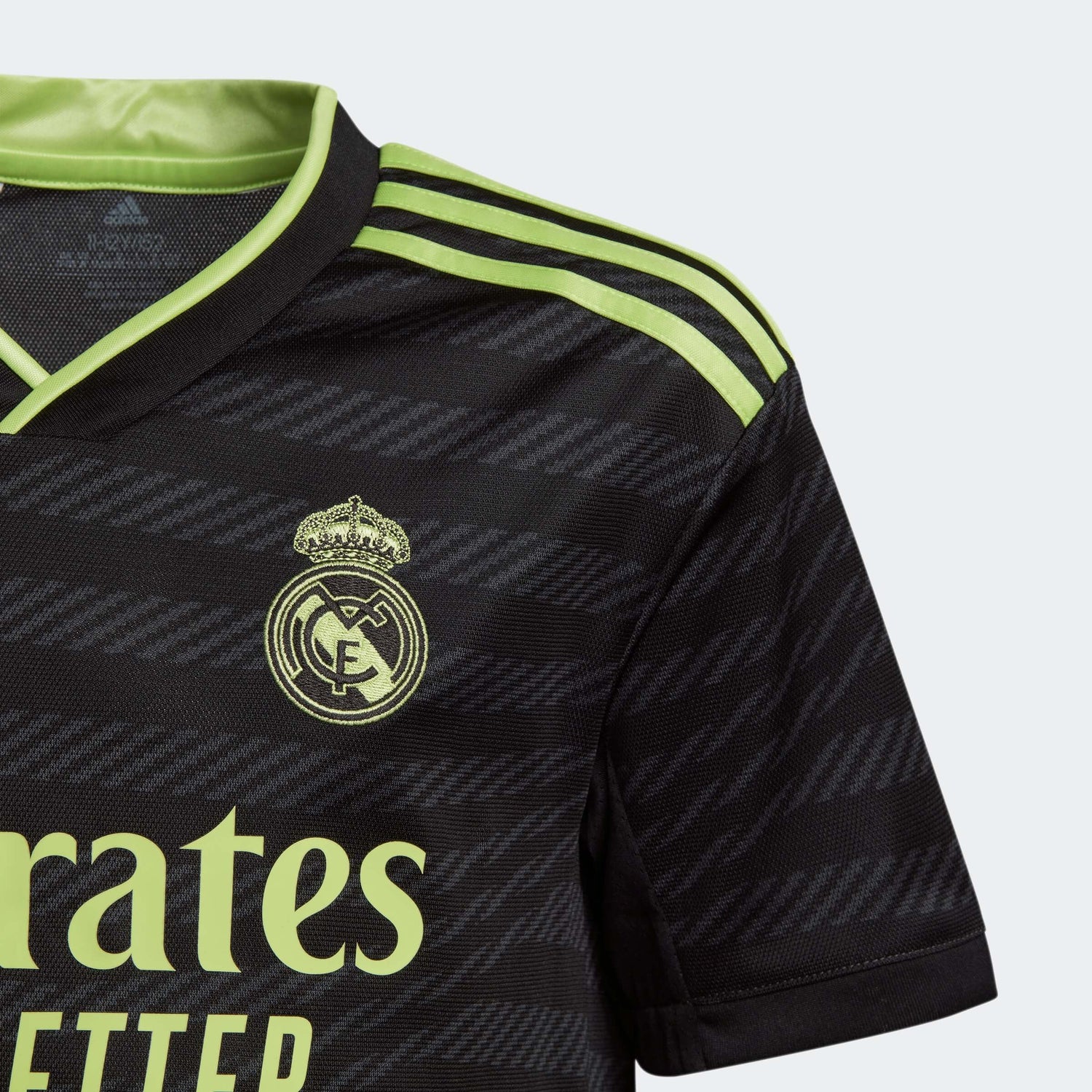 adidas 2022-23 Real Madrid Third Youth Jersey Black-Neon (Detail 1)