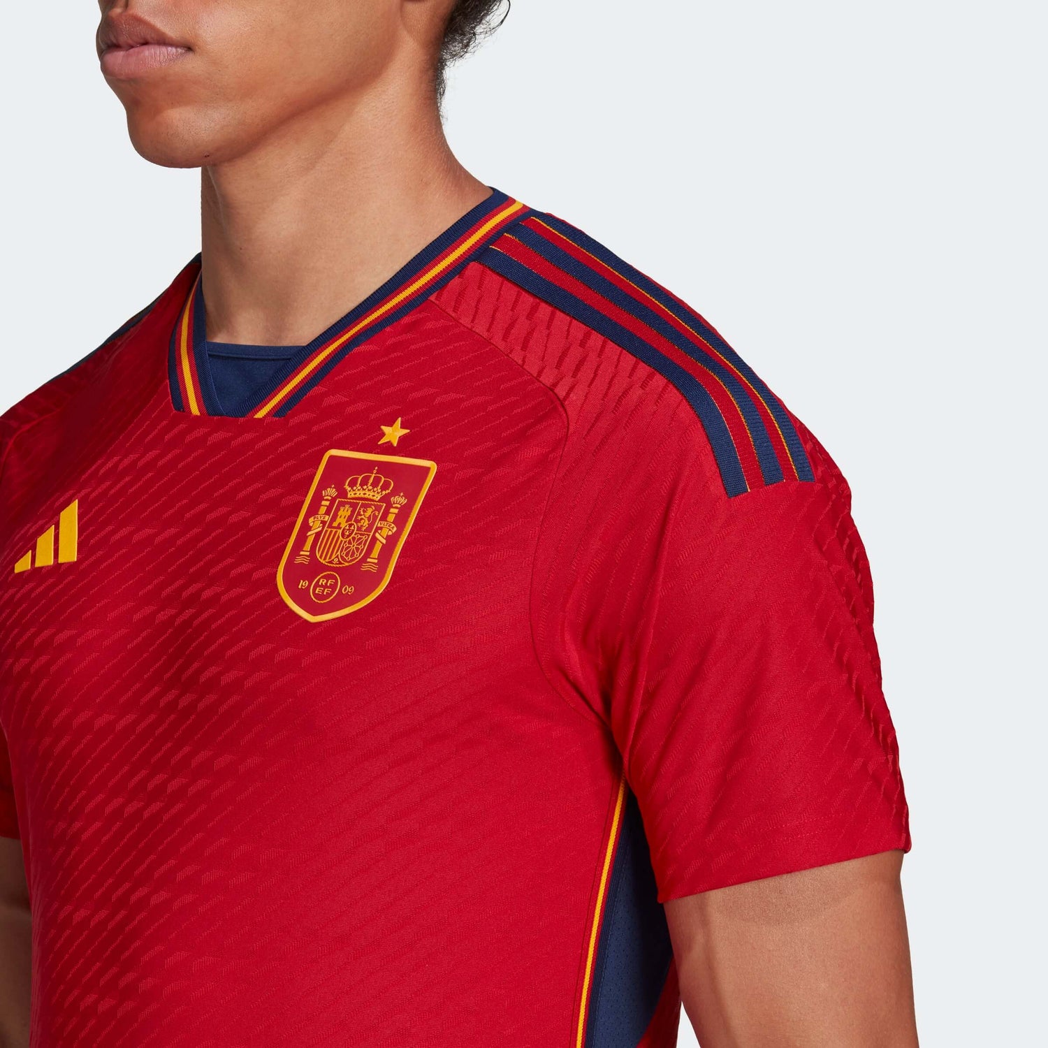 adidas 2022-23 Spain Authentic Home Jersey - Red-Navy (Detail 1)
