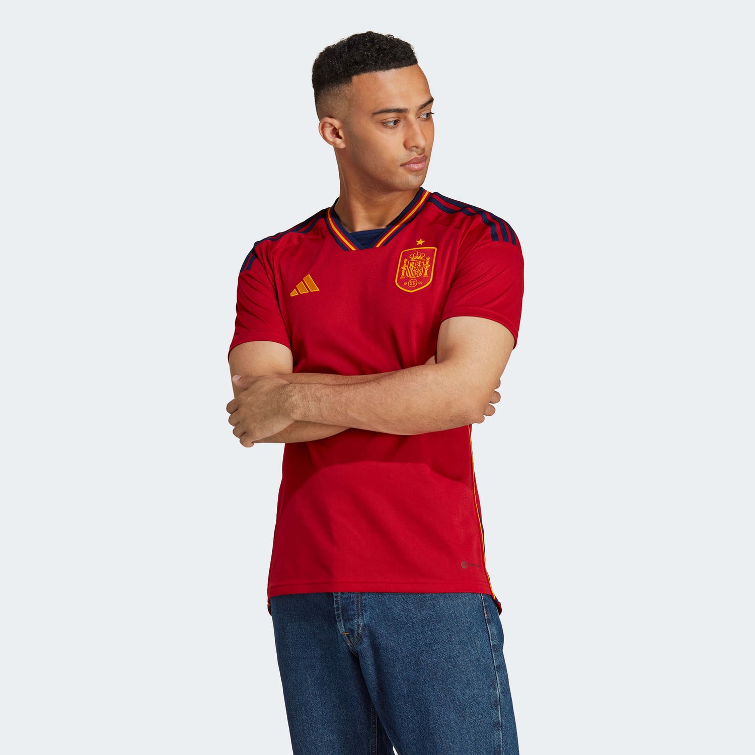adidas 2022-23 Spain Home Jersey Red-Navy (Model - Front)