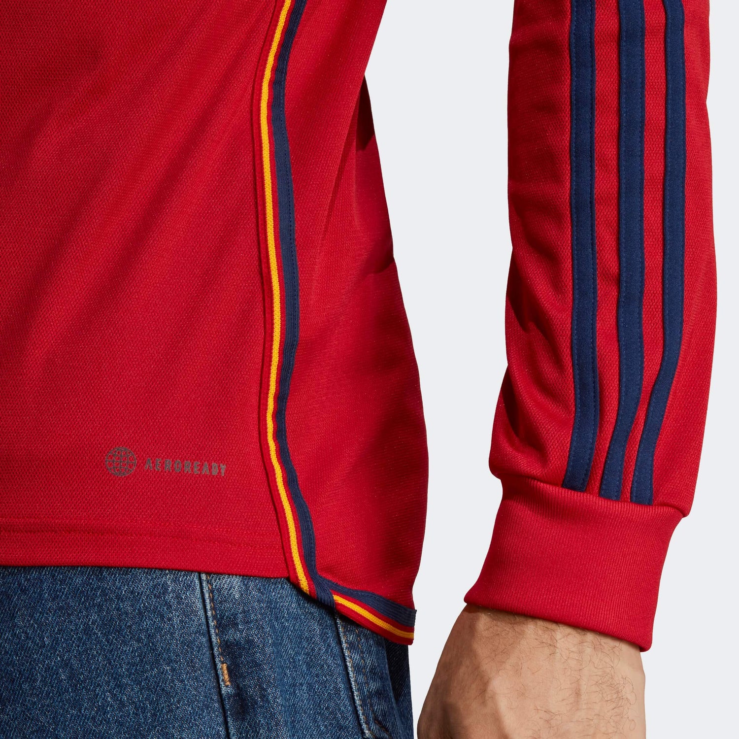 adidas 2022-23 Spain Long Sleeve Home Jersey - Red-Navy (Detail 2)