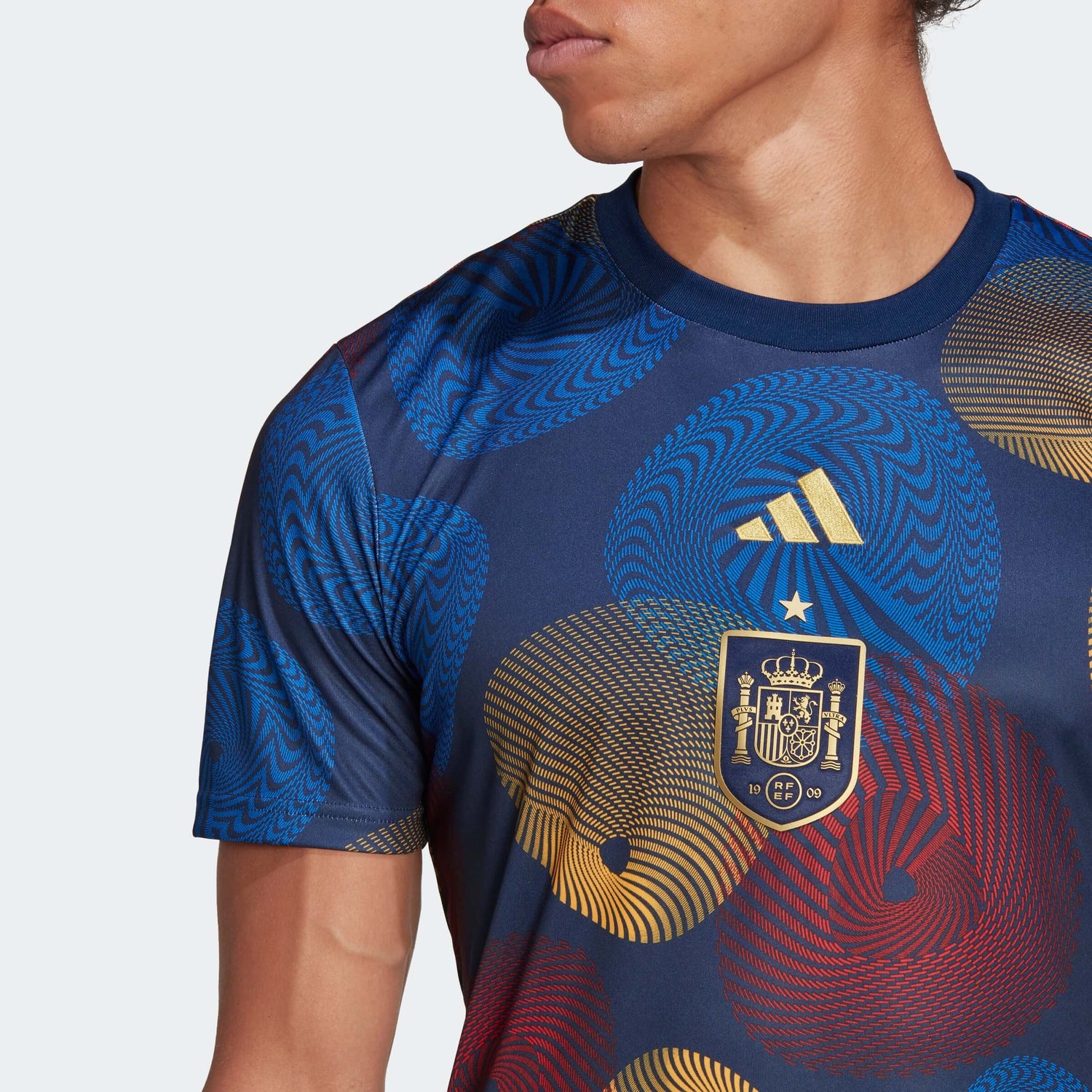 adidas 2022-23 Spain Pre-Match Jersey - Navy-Red-Gold (Detail 1)