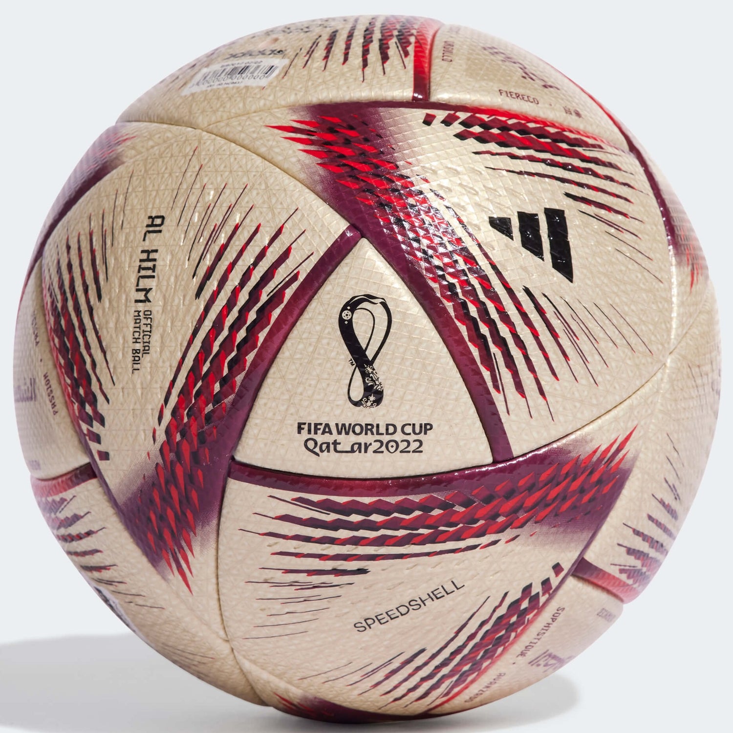 adidas 2022 World Cup Al Hilm Official Match Ball - Gold Metallic-Maroon-Red (Back)