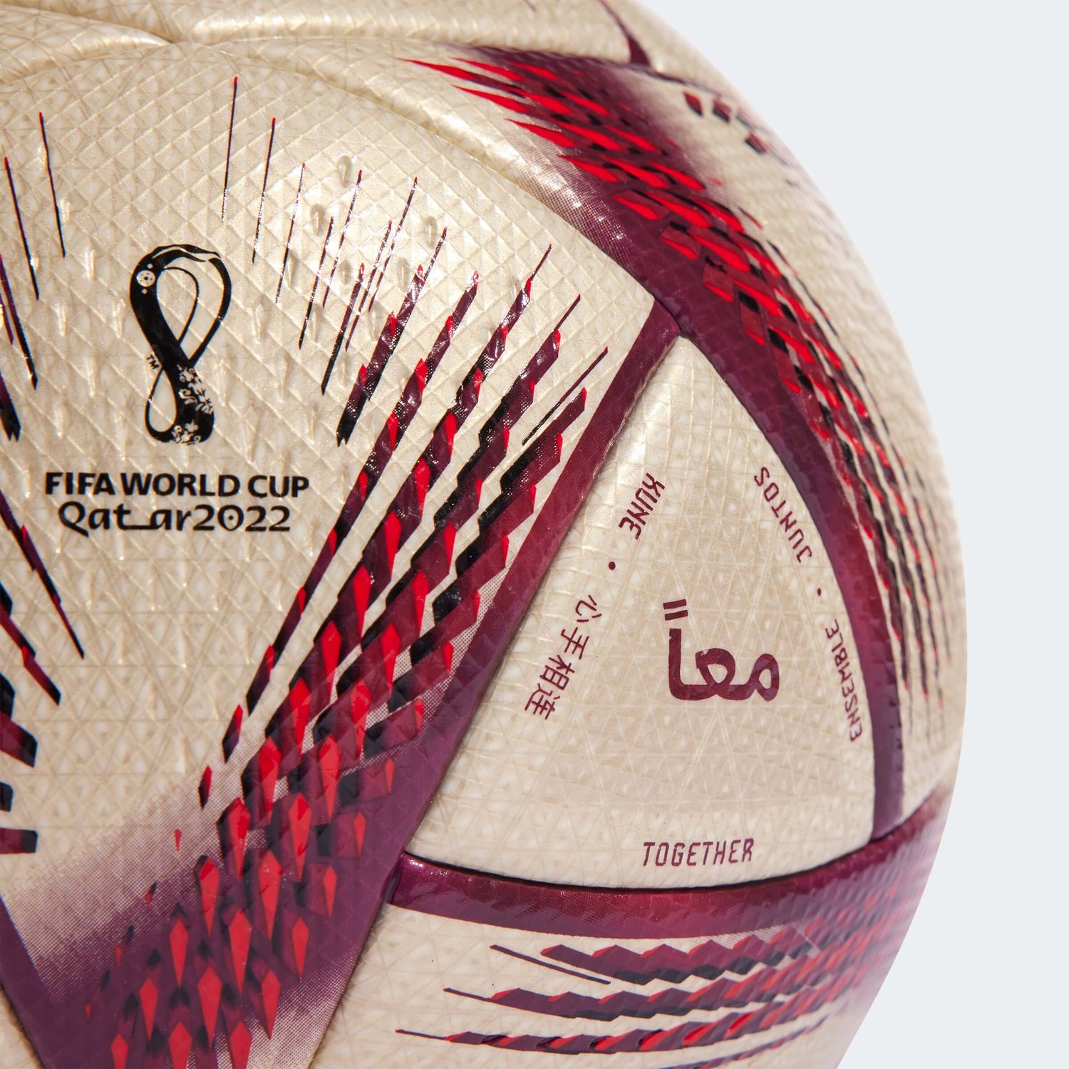 adidas 2022 World Cup Al Hilm Official Match Ball - Gold Metallic-Maroon-Red (Detail 1)