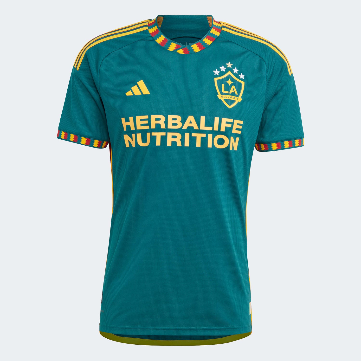 adidas 2023-24 LA Galaxy Authentic Away Jersey - Mystery Green-Team Gold (Front)