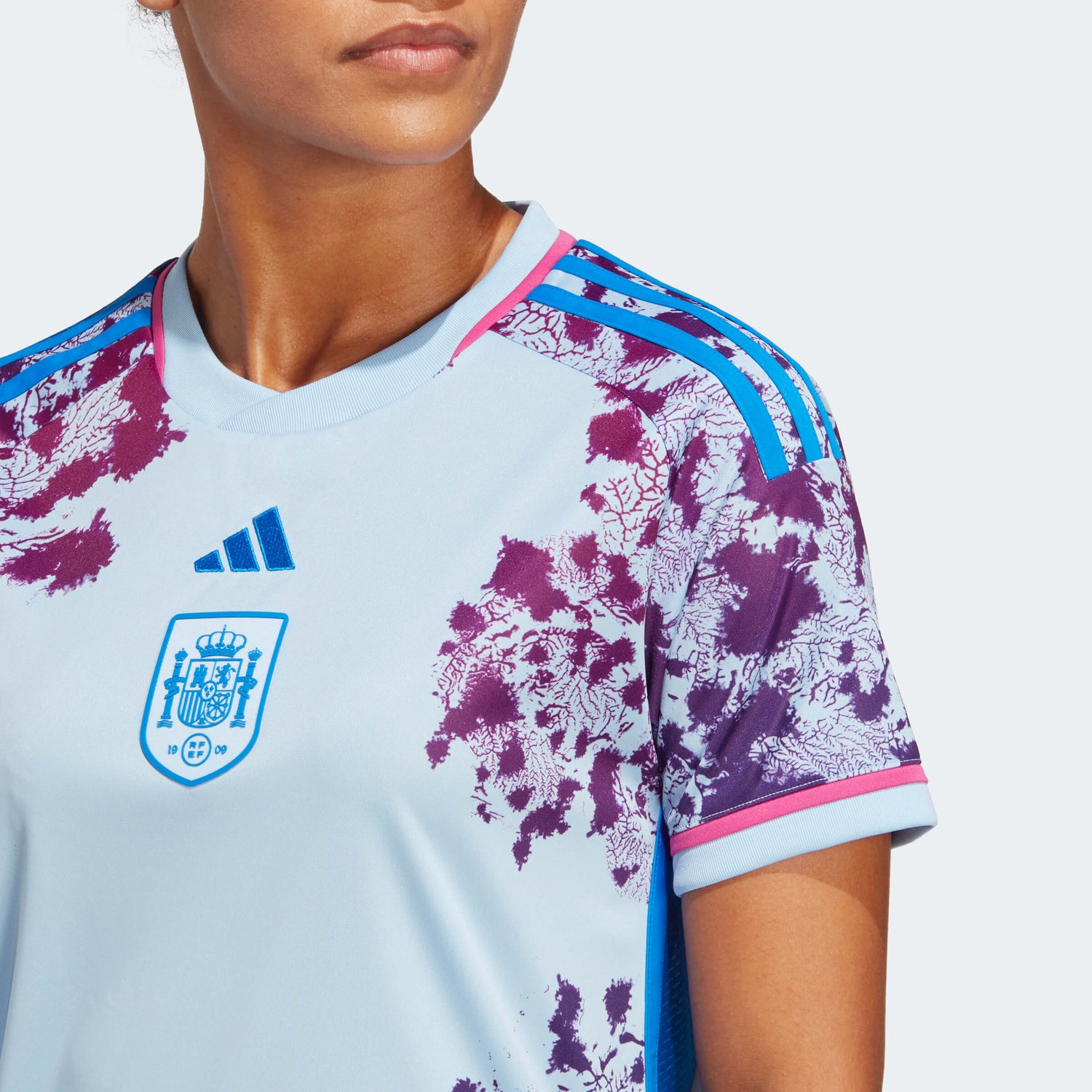 adidas 2023-24 Spain Womens Away Jersey - Glow Blue (Detail 1)