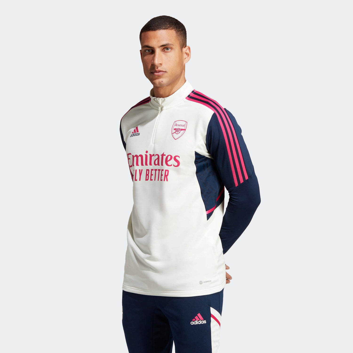 adidas 2023 Arsenal Condivo 22 Training Top - Off White-Collegiate Navy (Model - Front)