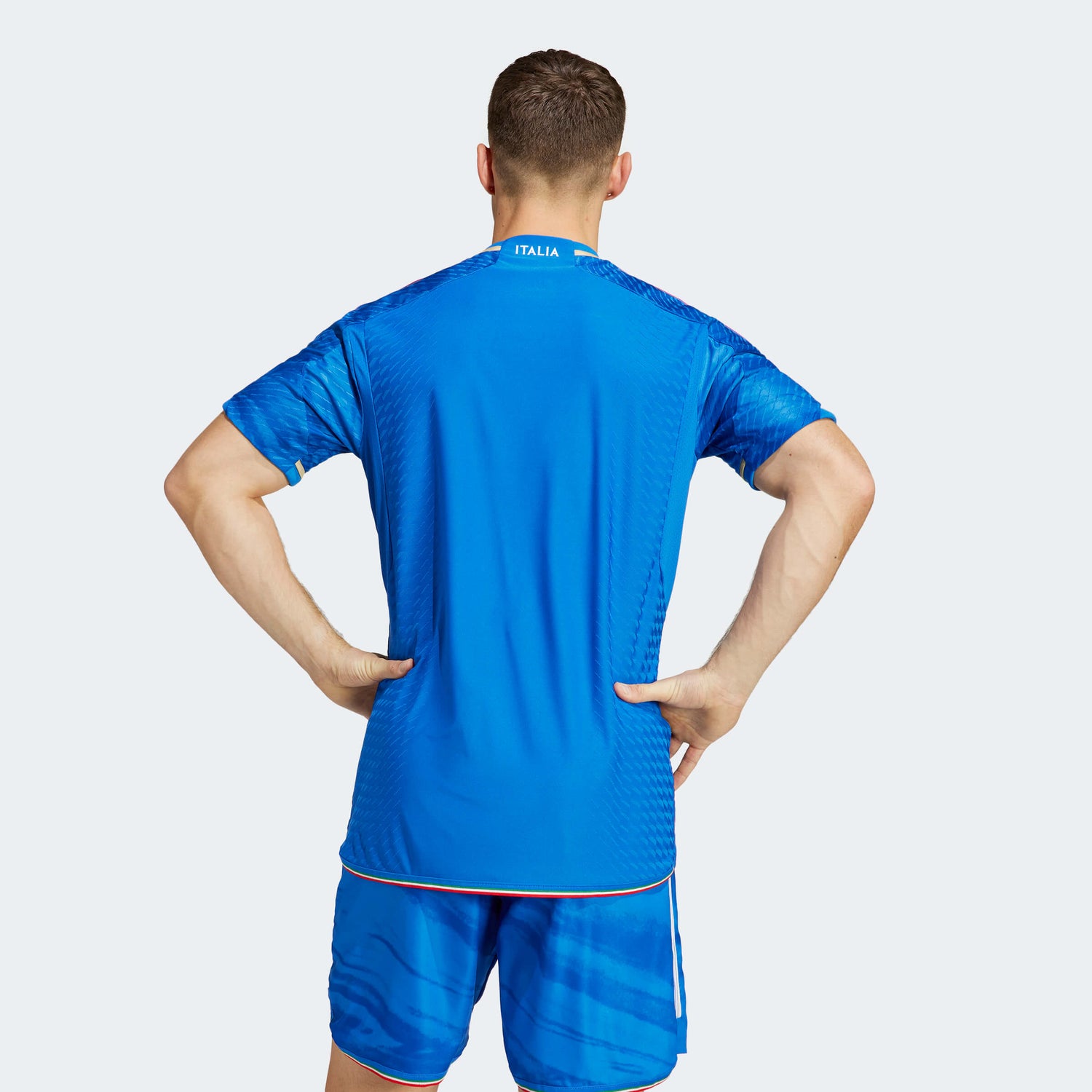 adidas 2023 Italy Authentic Home Jersey - Blue (Model - Back)