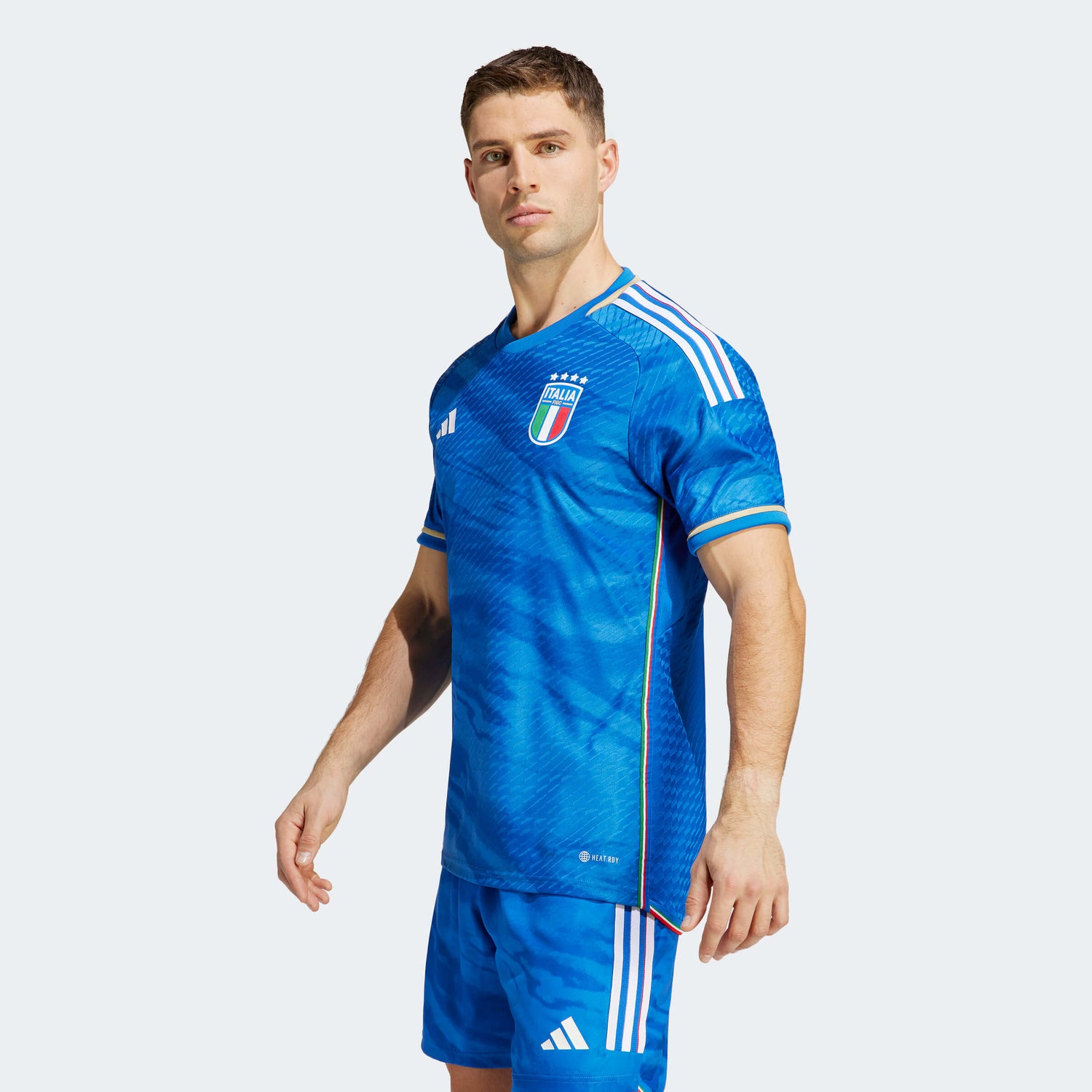 adidas 2023 Italy Authentic Home Jersey - Blue (Model - Side)