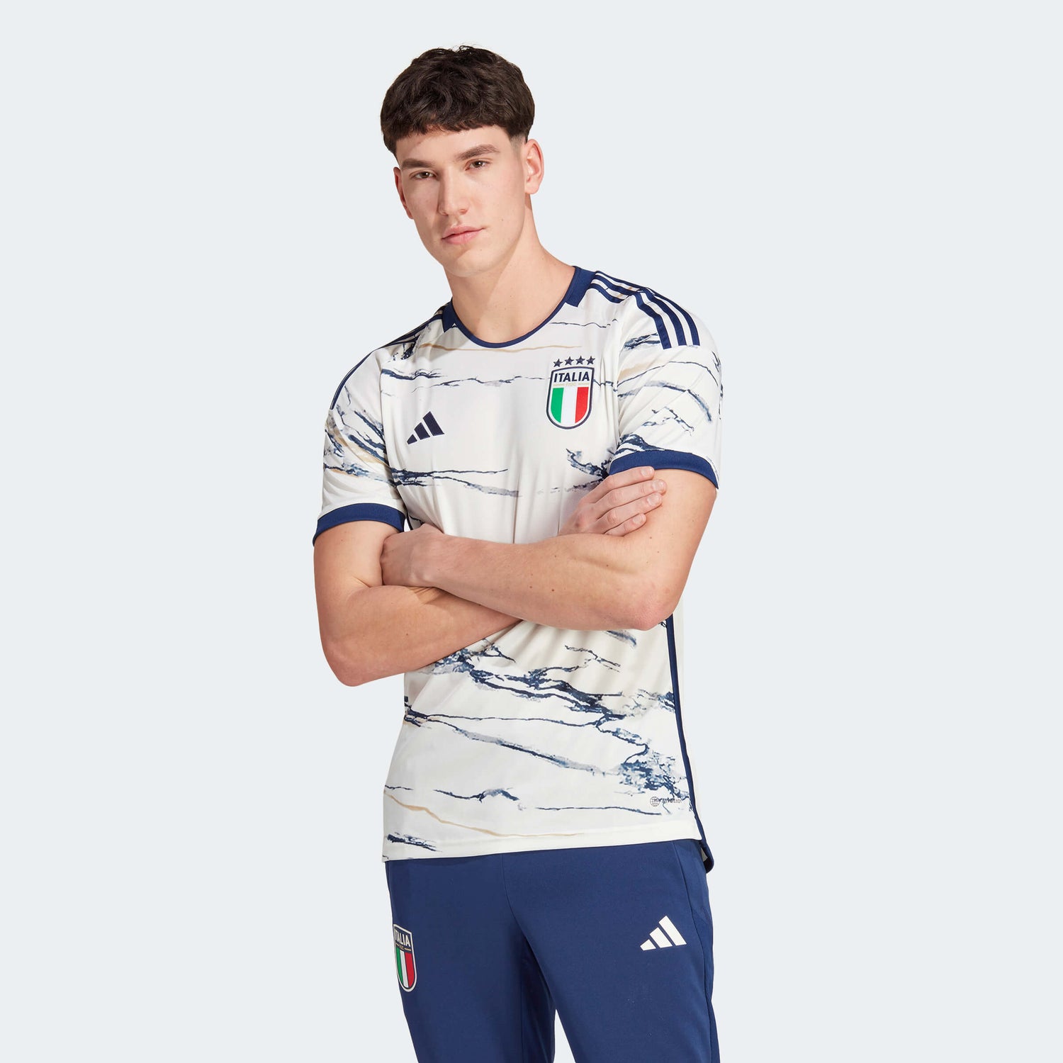 adidas 2023 Italy Away Jersey - White (Model - Front)
