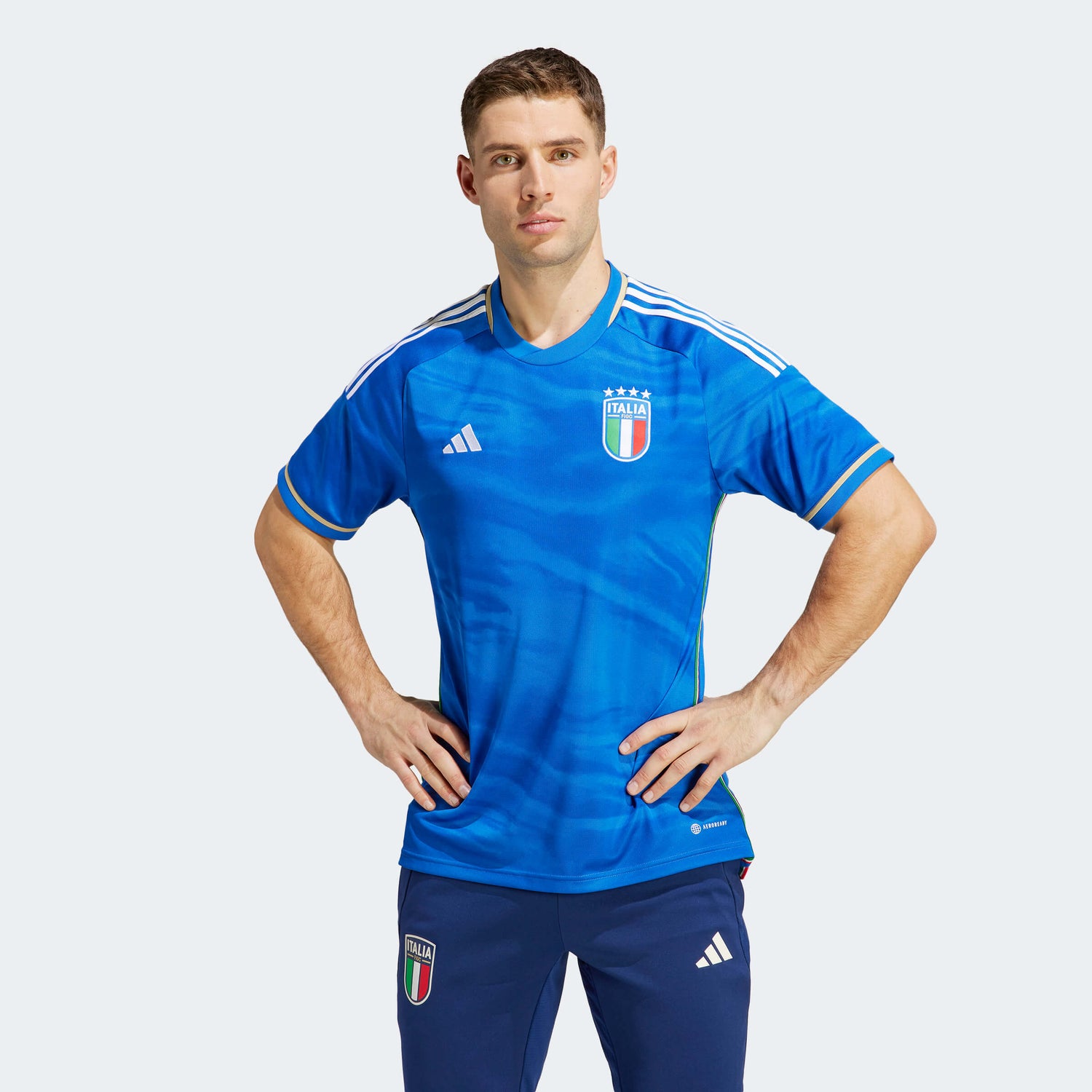 adidas 2023 Italy Home Jersey - Blue (Model - Front)