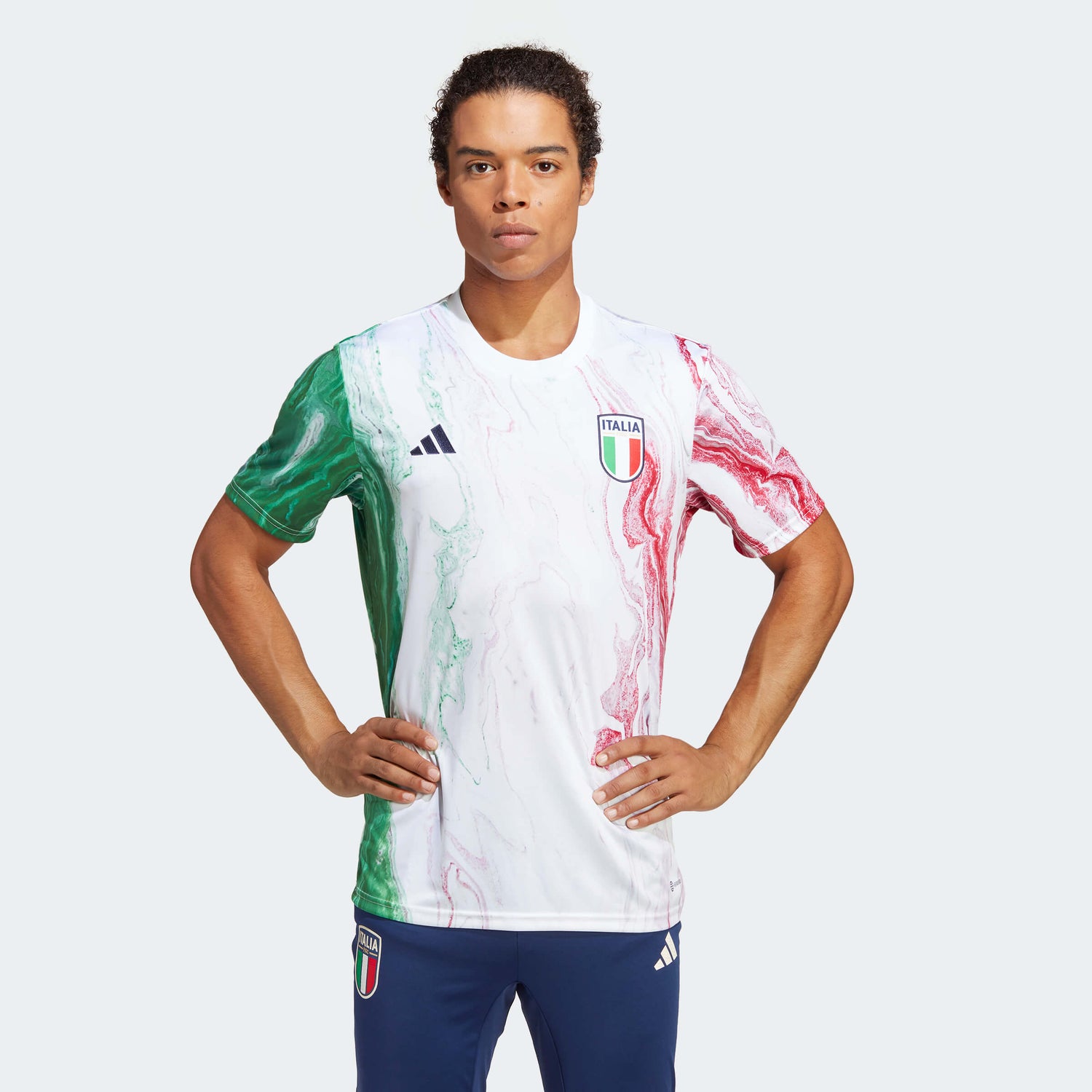 adidas 2023 Italy Pre-Match Jersey - Green-White-Red (Model - Front)