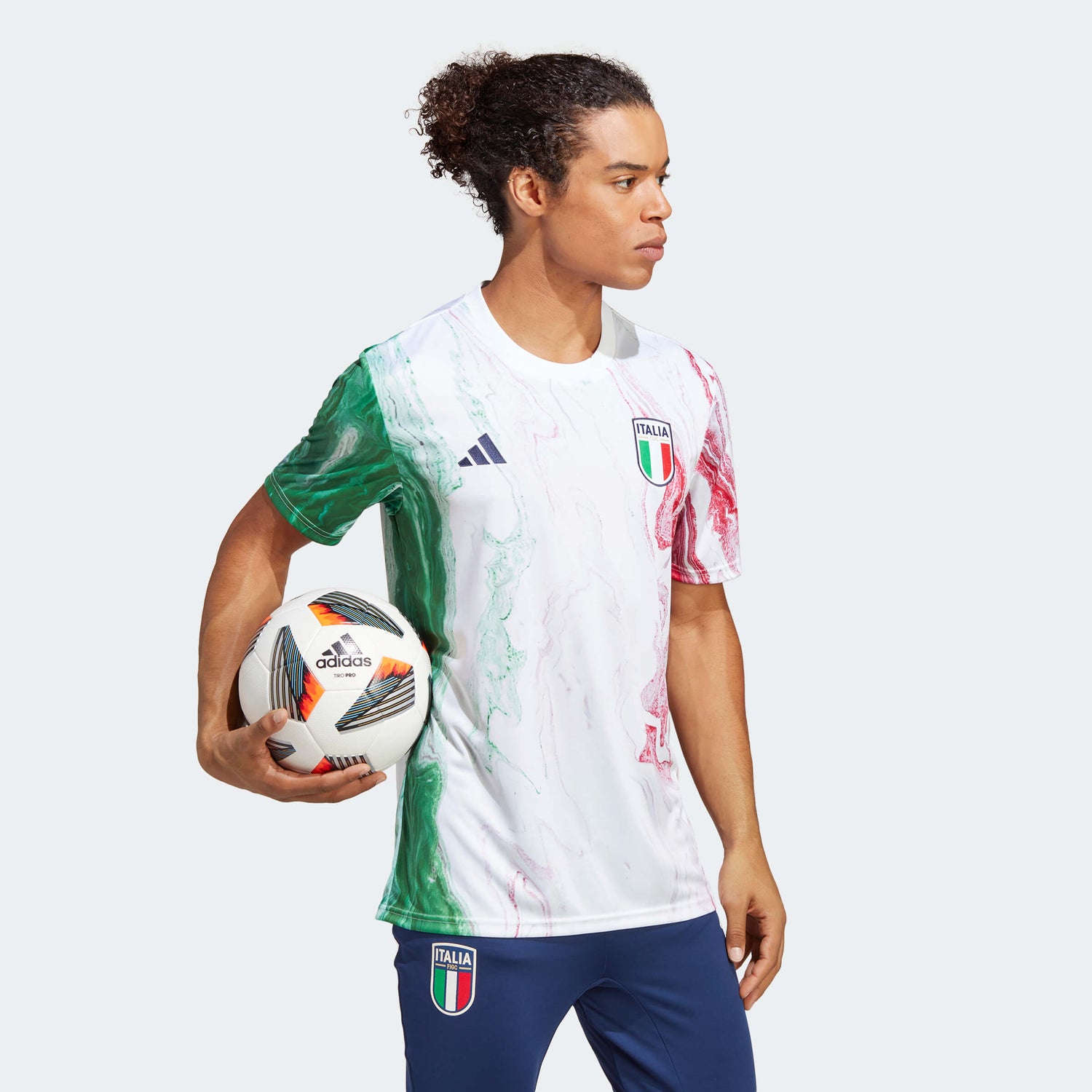 adidas 2023 Italy Pre-Match Jersey - Green-White-Red (Model - Side)