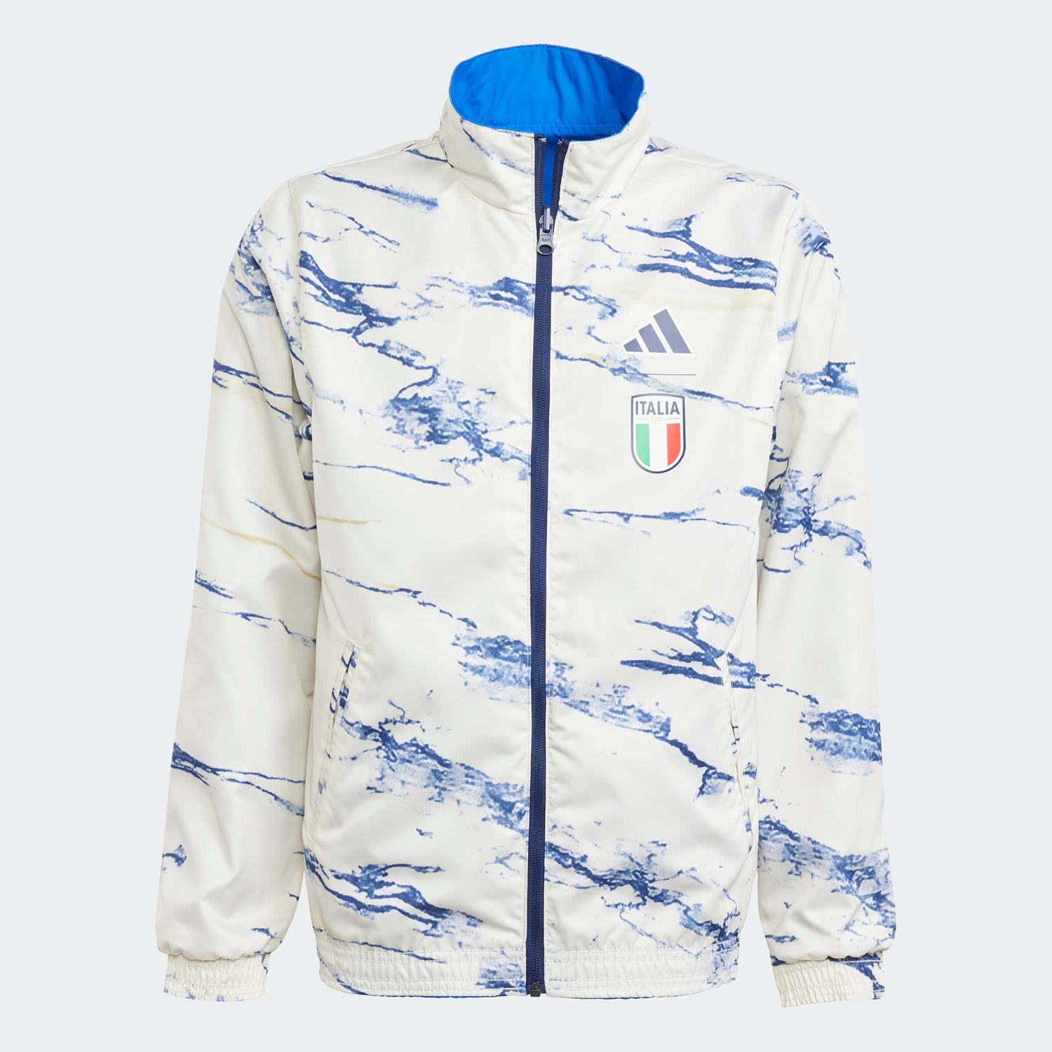 adidas 2023 Italy Youth Reversible Anthem Jacket - Blue (Front)