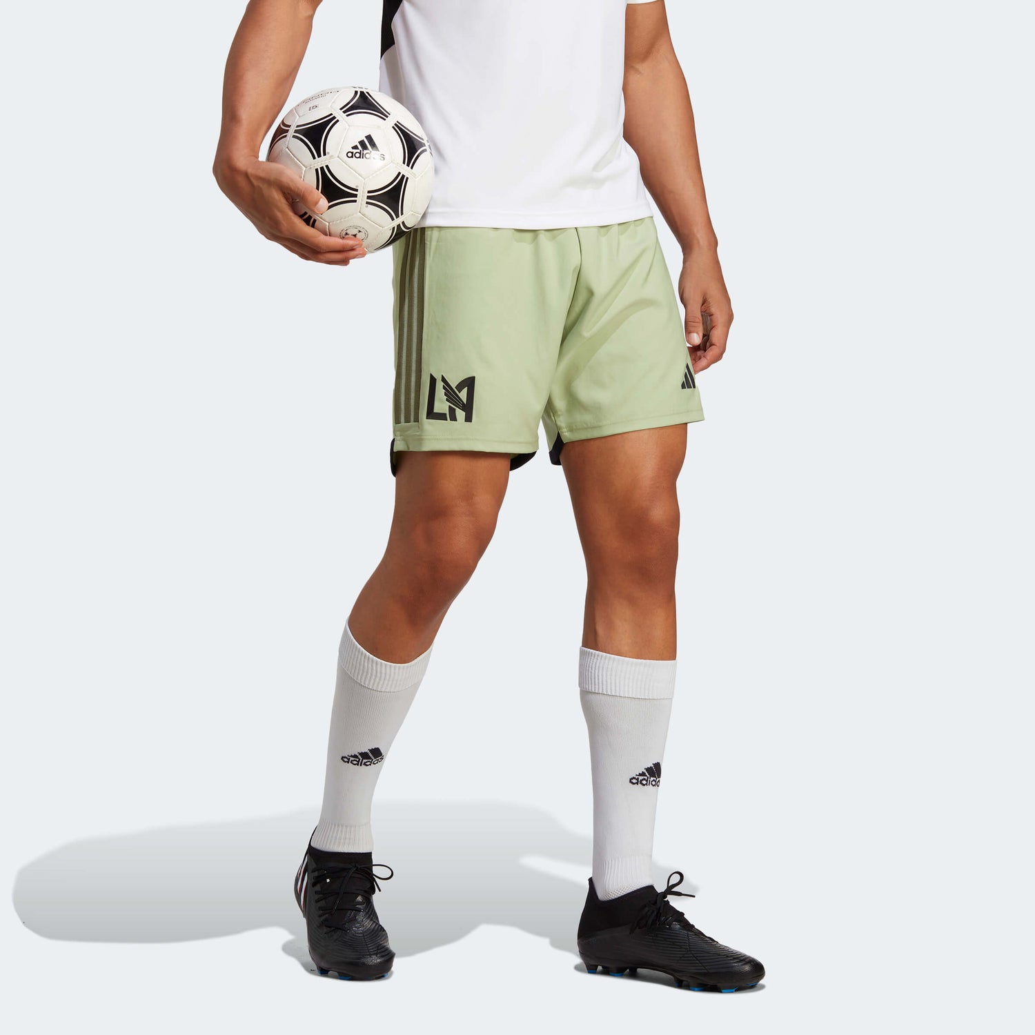 adidas 2023 LAFC Authentic Away Shorts - Magic Lime-Tent Green (Model - Side)