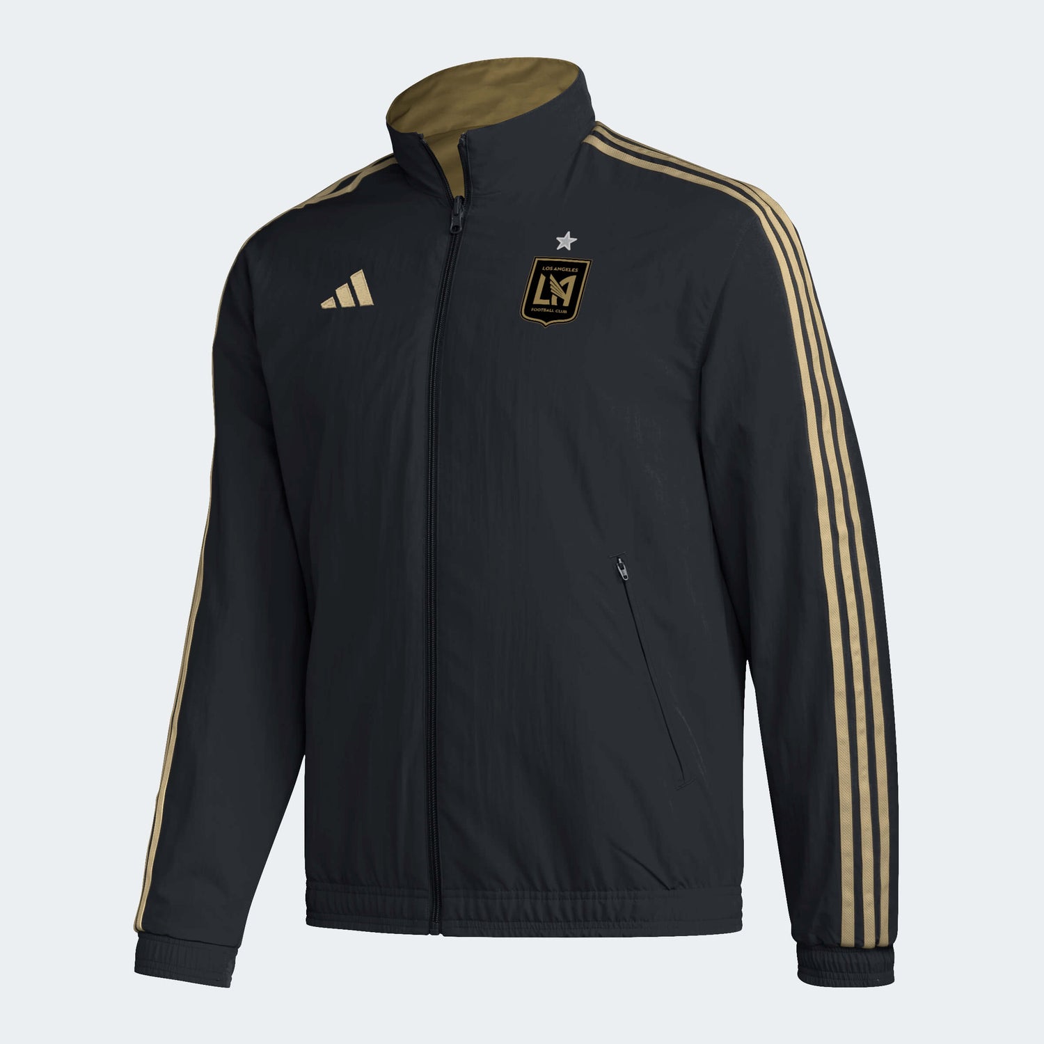 adidas 2023 LAFC Reversible Anthem Jacket - Black-Gold (Front)