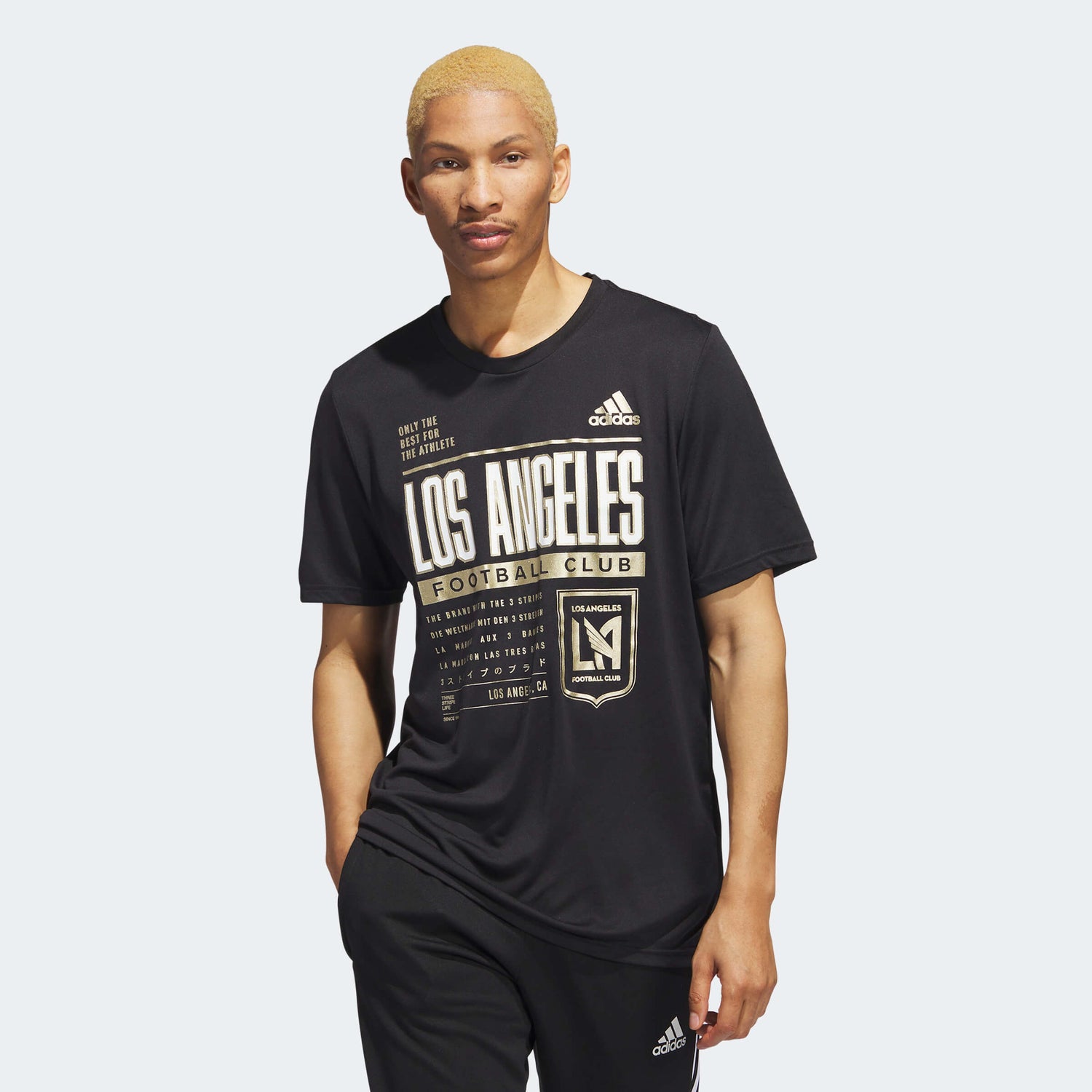 adidas 2023 LAFC SS Pre-Game Tee - Black-White (Model - Front)