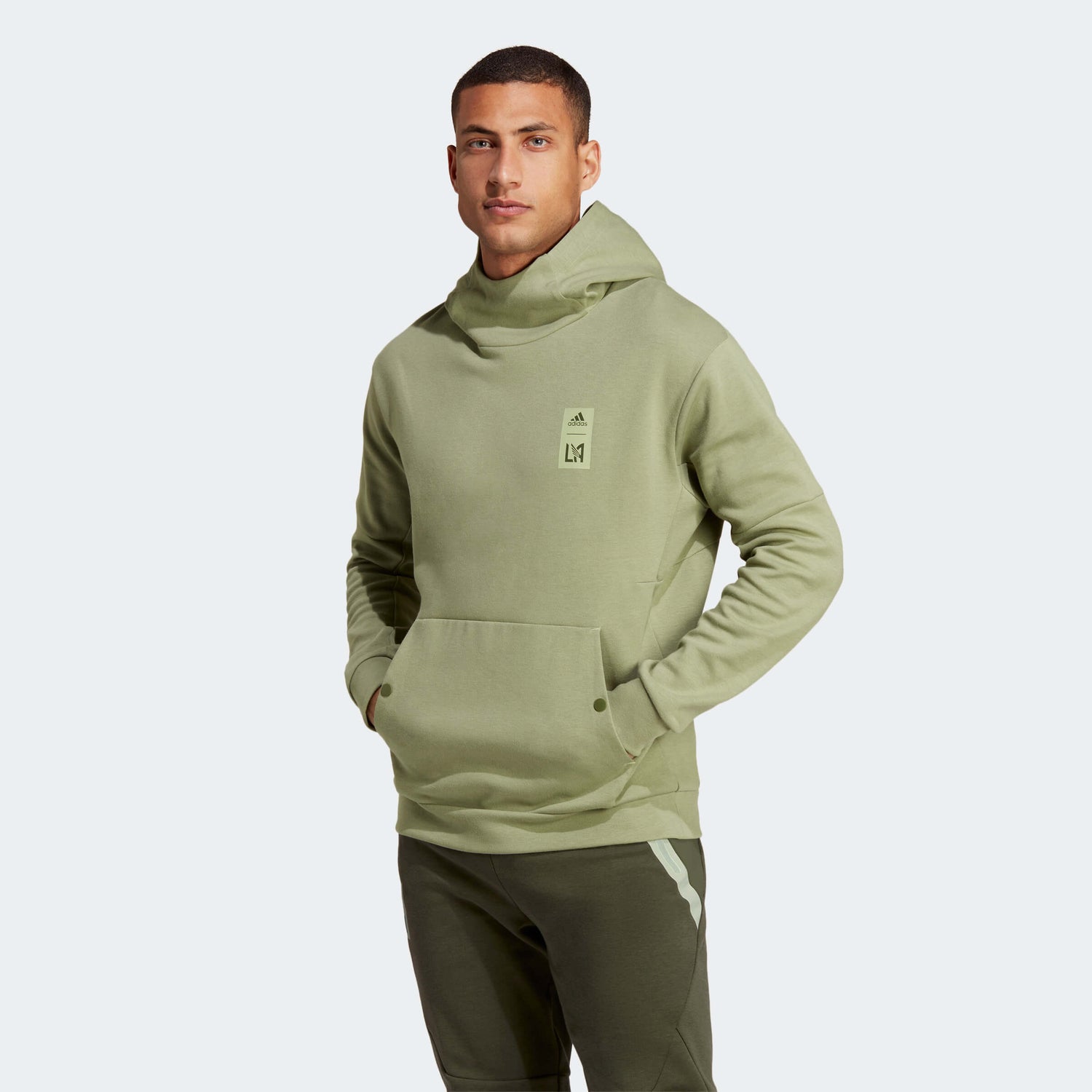 adidas 2023 LAFC Travel Hoodie - Green (Model - Front)