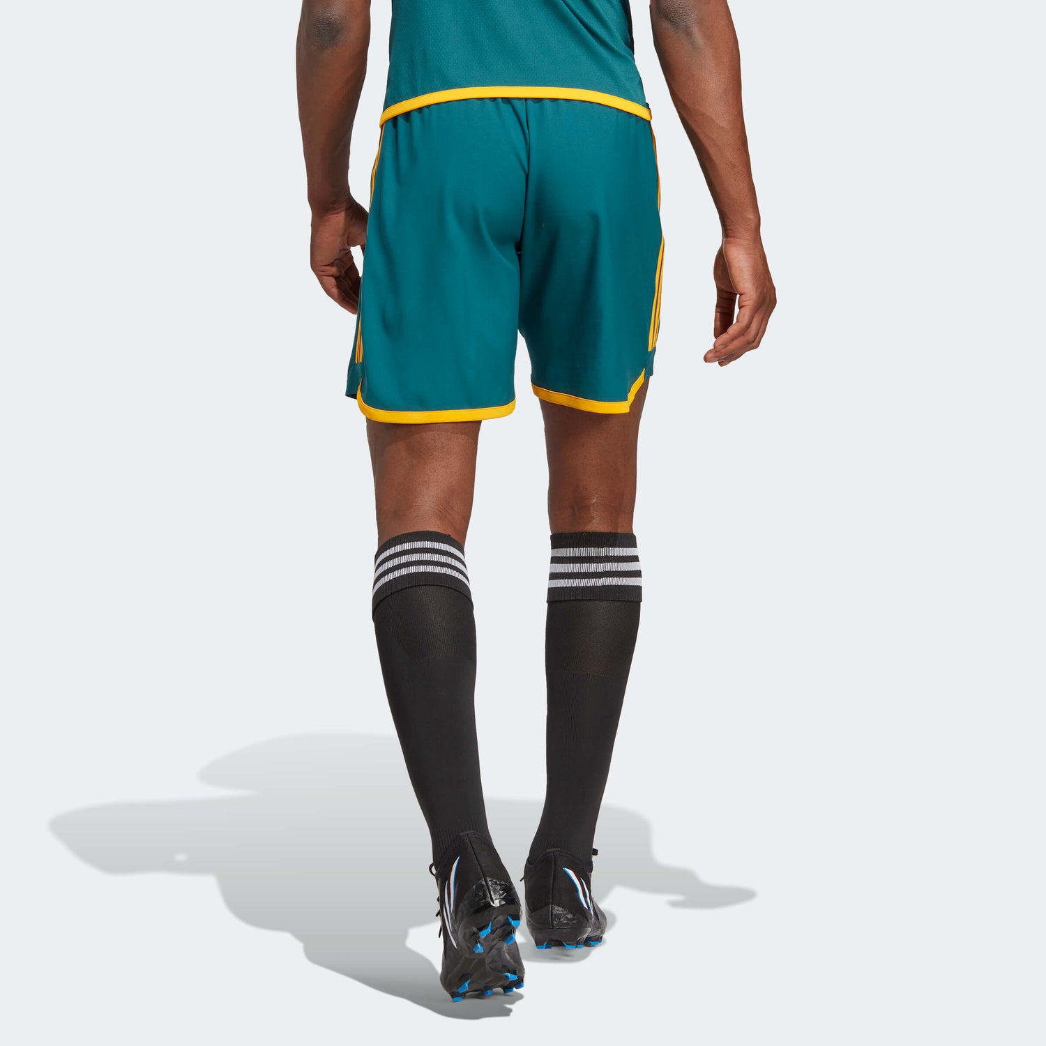 adidas 2023 LA Galaxy Authentic Away Shorts - Mystery Green-Team Gold (Model - Back)