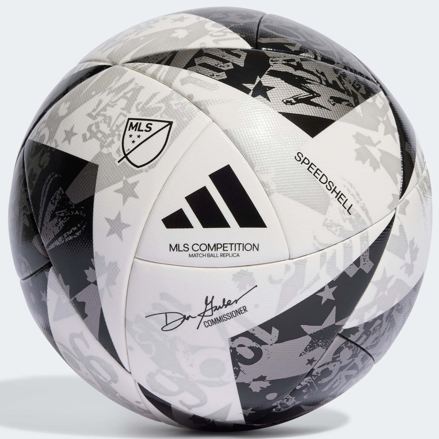 adidas 2023 MLS Competition NFHS Ball - White-Black-Iron Metallic (Front)