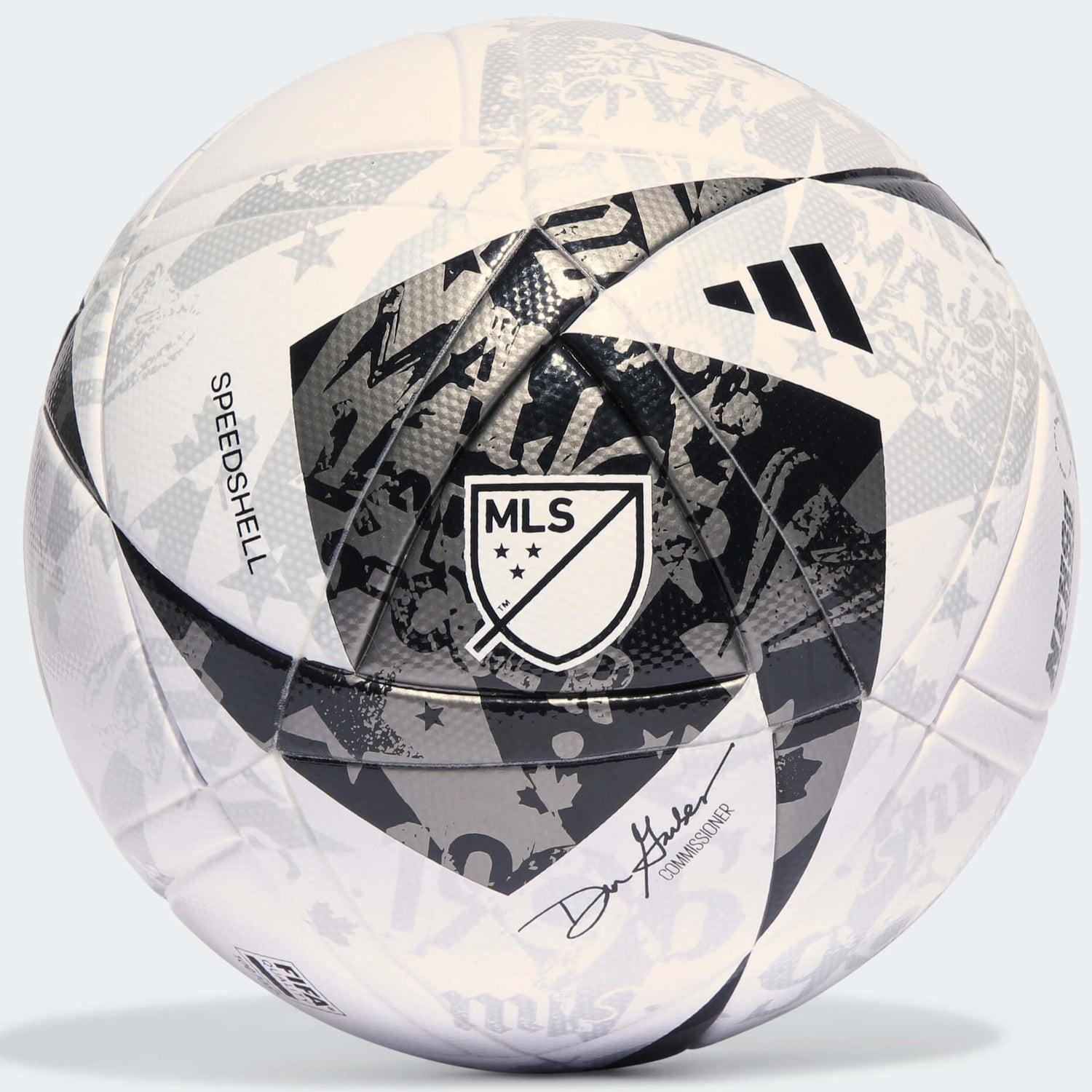 adidas 2023 MLS League NFHS Ball - White-Black-Iron Metallic (Front)