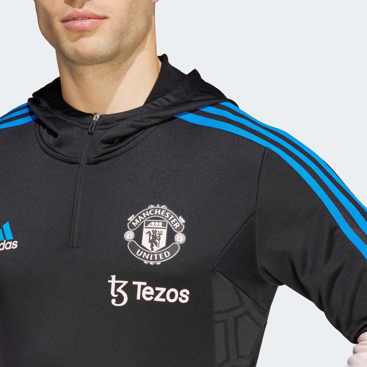 adidas 2023 Manchester United Track Hoodie - Black-Icy Pink (Detail 1)