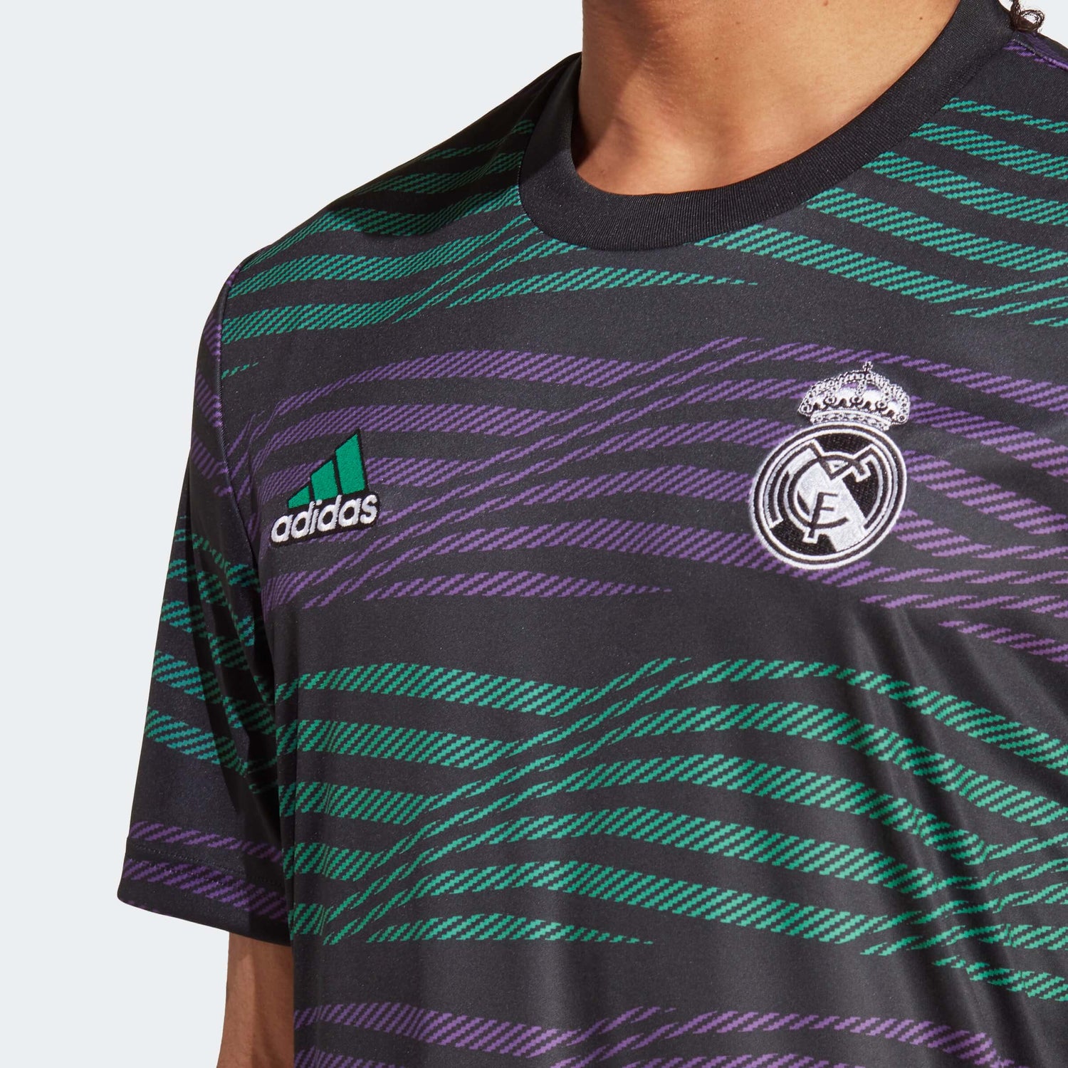 adidas 2023 Real Madrid Pre-Match Jersey - Black-Purple-Green (Detail 1)