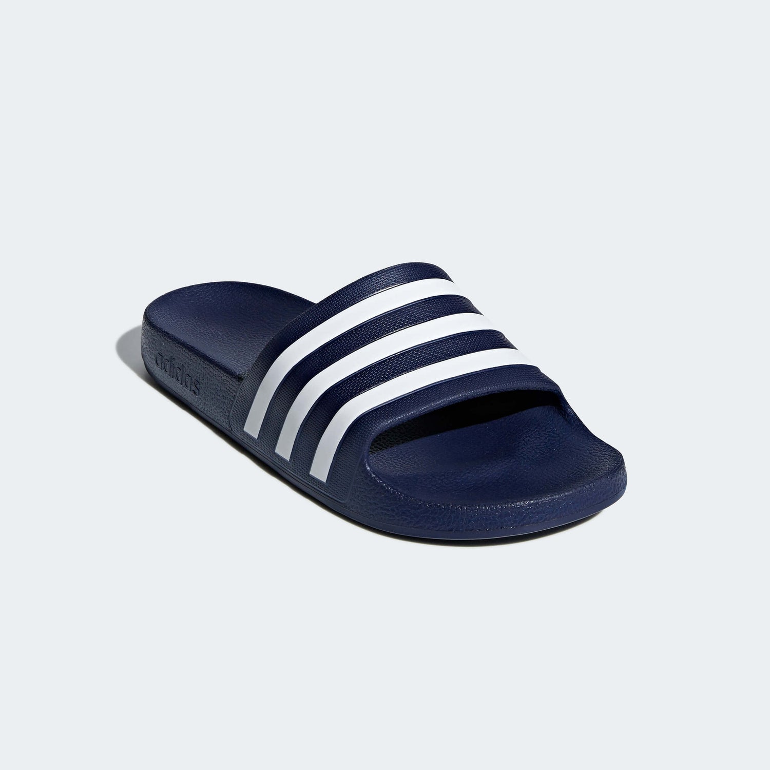 adidas Adilette Aqua Slides - Dark Blue-White (Front Lateral)