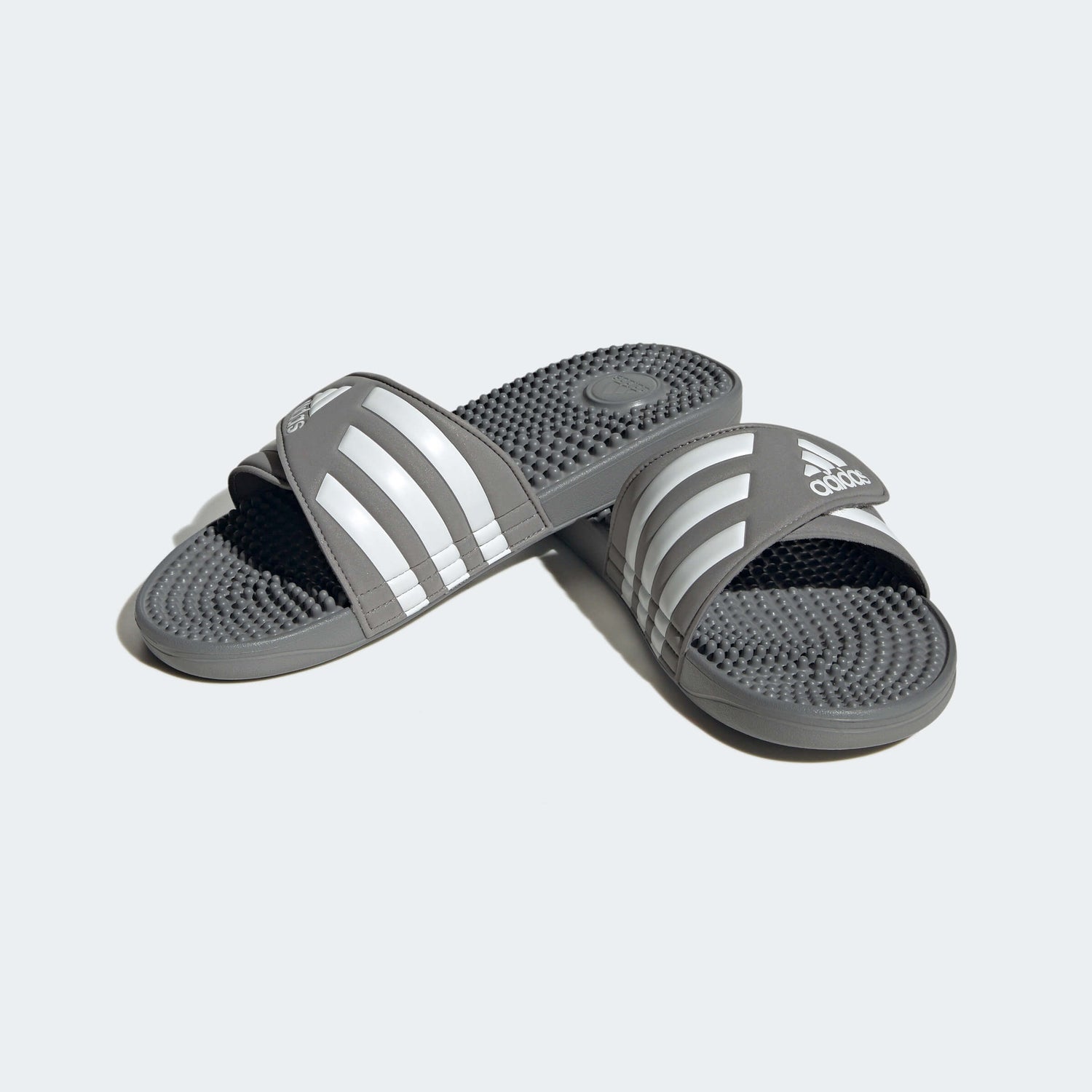 adidas Adissage - Grey - White (Pair - Front Lateral)