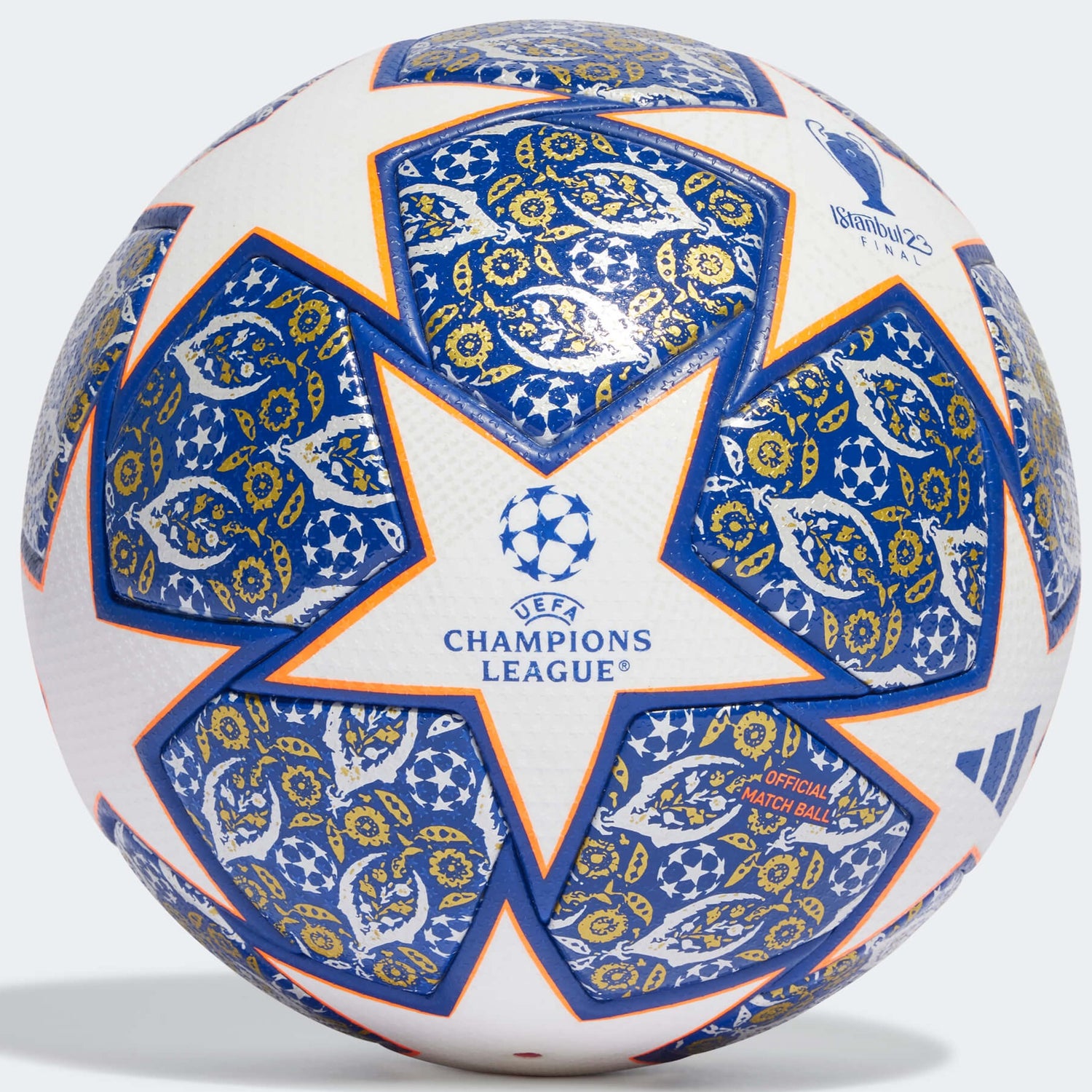 adidas Istanbul Finale 23 Pro Official Match Ball - White-Royal Blue-Solar Orange (Back)