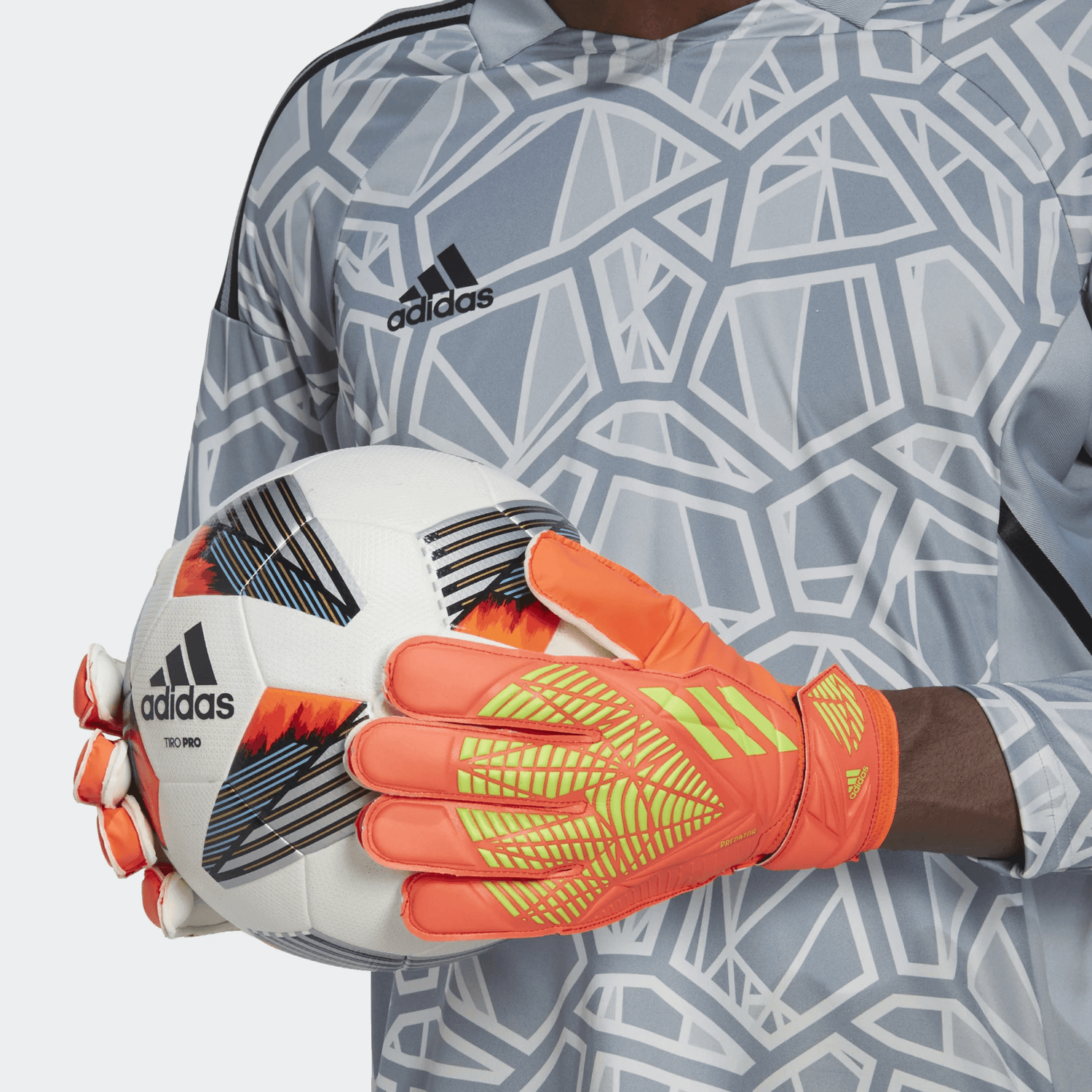 Adidas Predator Pro Fingersave Goalkeeper Gloves - Solar Red/Solar Green - 10