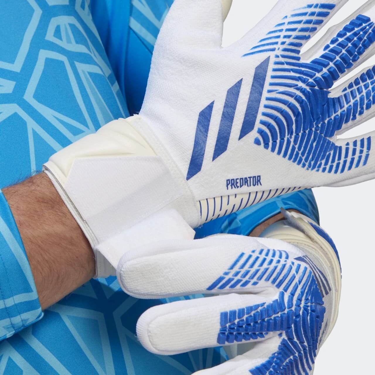 adidas Predator GL League Goalkeeper Gloves - White-Blue (Detail 1)