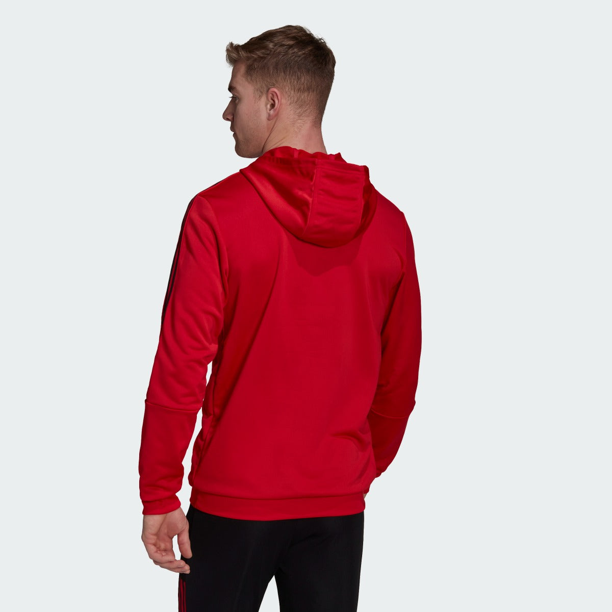 adidas 21-22 Manchester United Track Hoodie - Red (Model - Back)