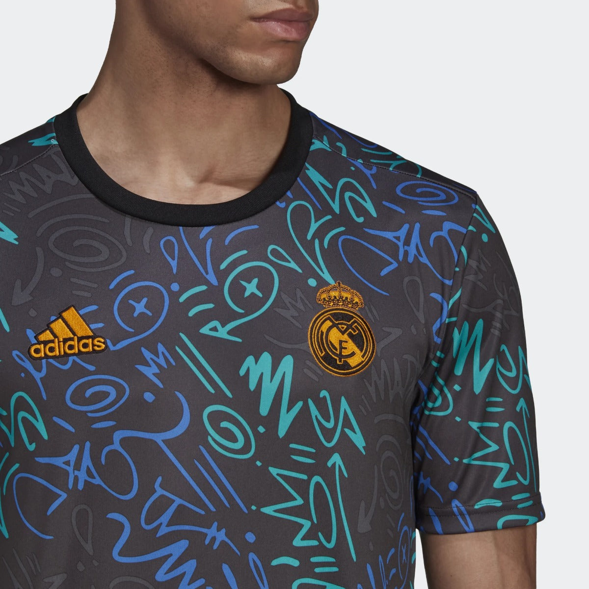adidas 21-22 Real Madrid Pre-Match Jersey - Black-Multicolor (Detail 1)