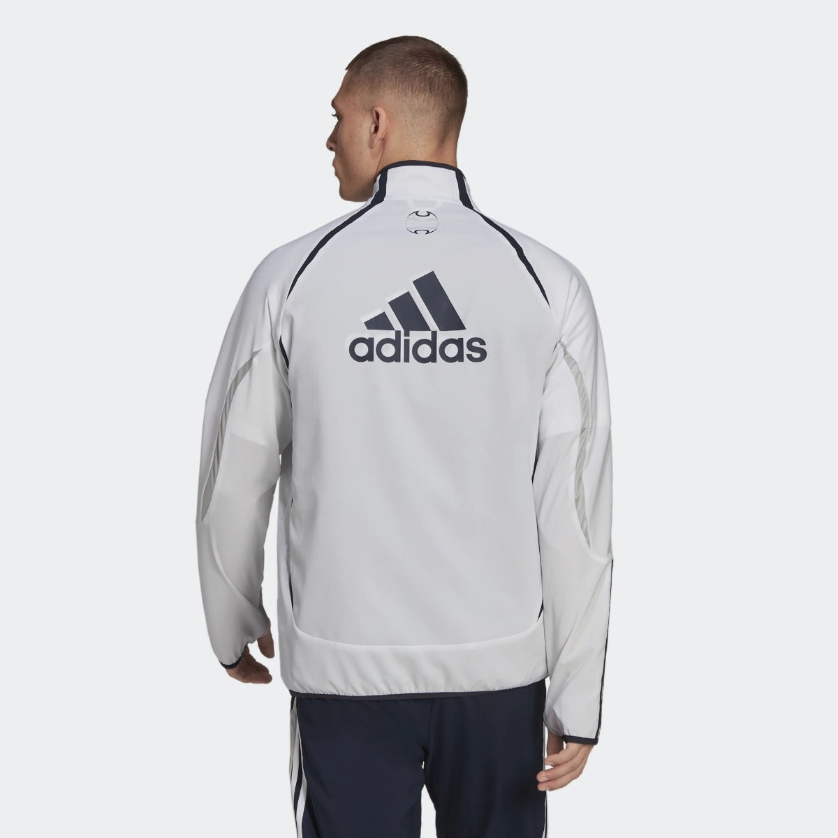 adidas 21-22 Real Madrid Teamgeist Woven Jacket - White (Model - Back)