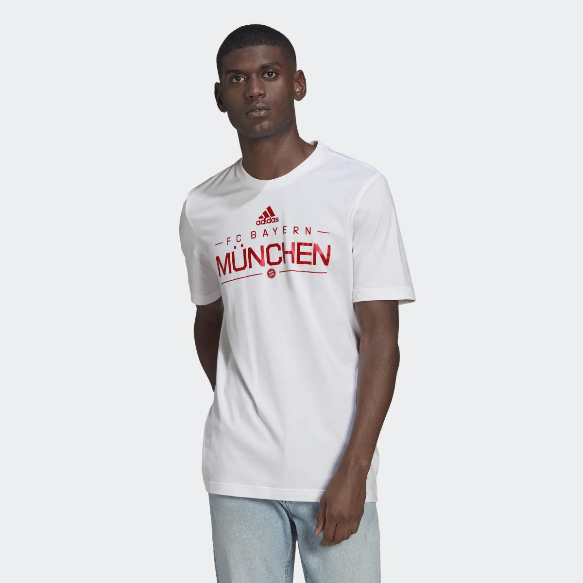 adidas 22-23 Bayern Munich Graphic Tee - White-Red (Model - Front)