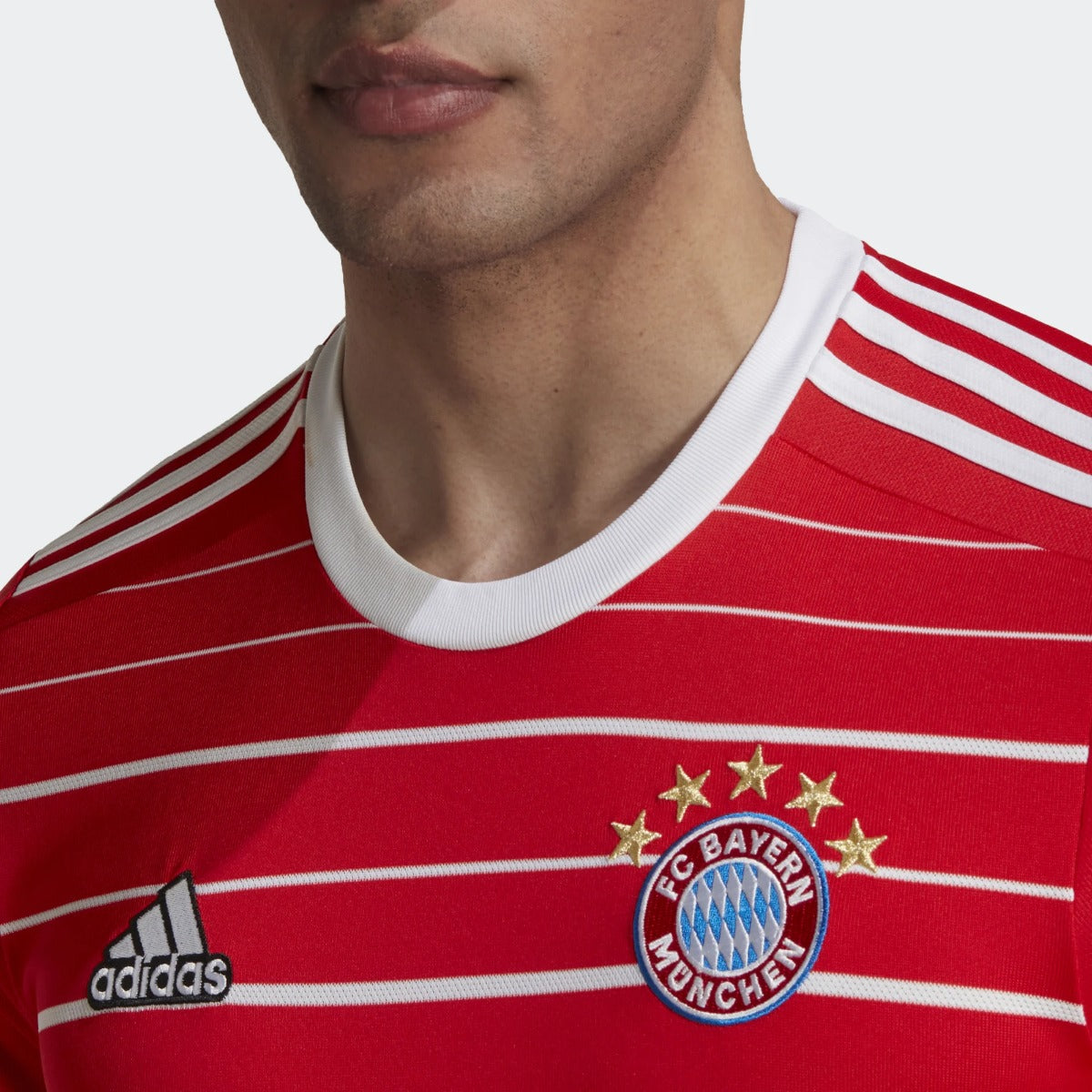 adidas 22-23 Bayern Munich Home Jersey - Red-White (Detail 1)