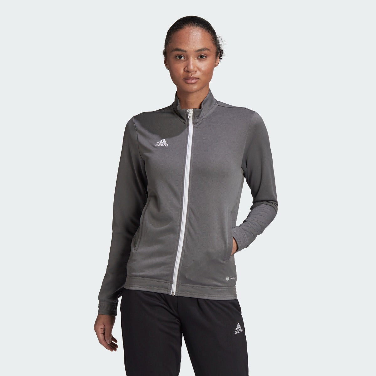 adidas Entrada 22 Women's Track Jacket - Team Grey (Model - Front)