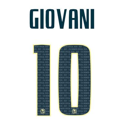 Club America 2020/21 Away Giovani #10 Jersey Name Set