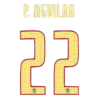 Club America 2020/21 Home P. Aguilar #22 Jersey Name Set