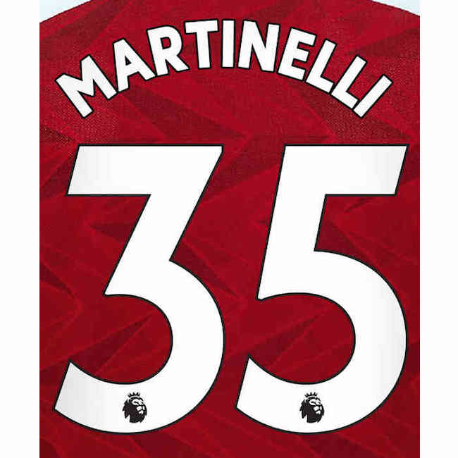 Arsenal 2019/22 Home Martinelli #35 Jersey Name Set