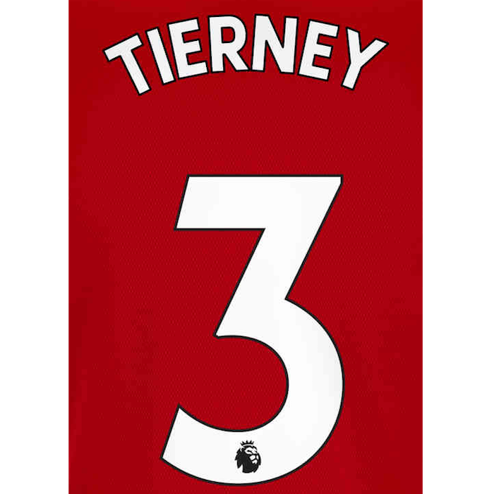 Arsenal 2021/22 Home Tierney #3 Jersey Name Set White (Main)