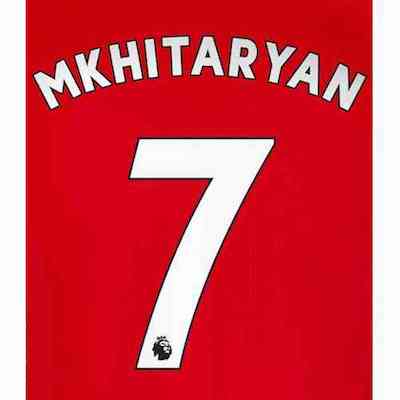Arsenal 2019/22 Home Mkhitaryan #7 Jersey Name Set