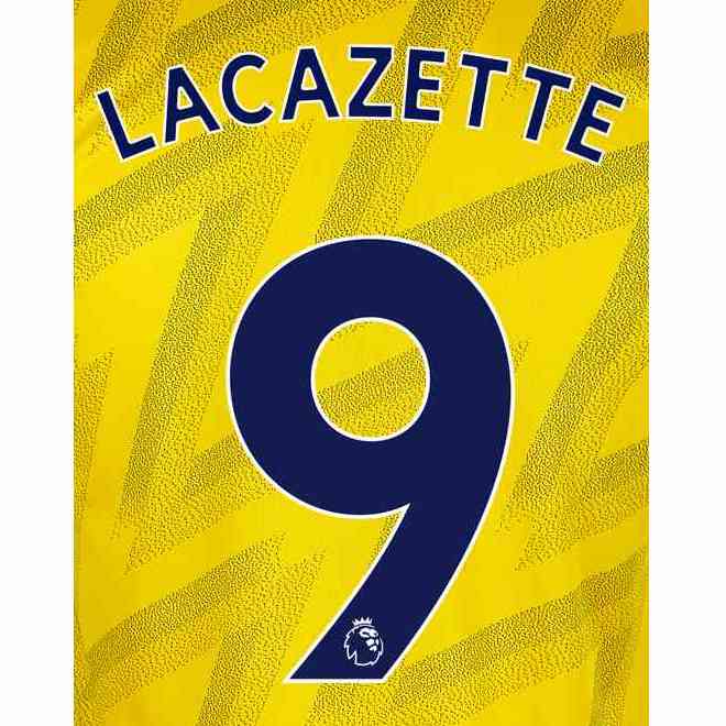 Arsenal 2019/20 Away Lacazette #9 Jersey Name Set