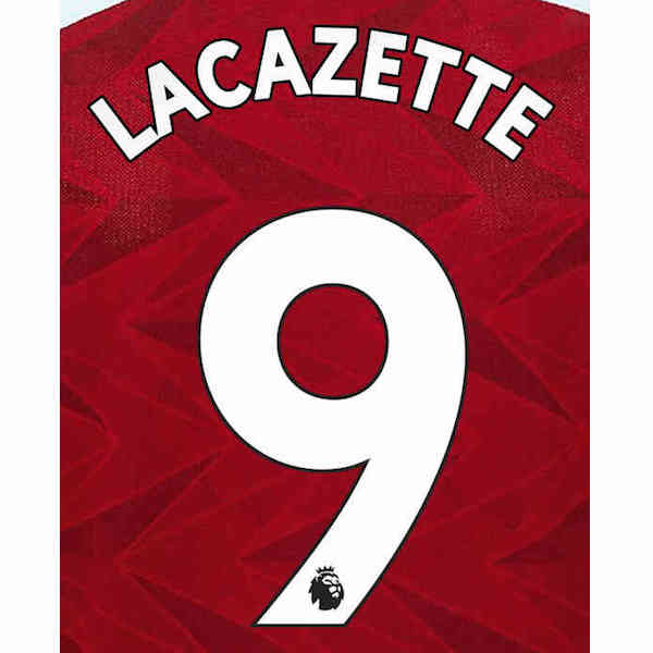 Arsenal 2019/22 Home Lacazette #9 Jersey Name Set