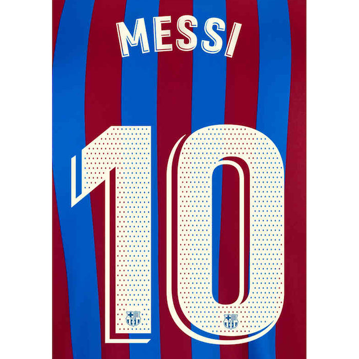 Barcelona 2021/22 Home Messi #10 Jersey Name Set
