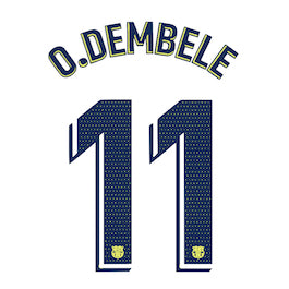 Barcelona 2018/19 Away O. Dembele #11 Jersey Name Set